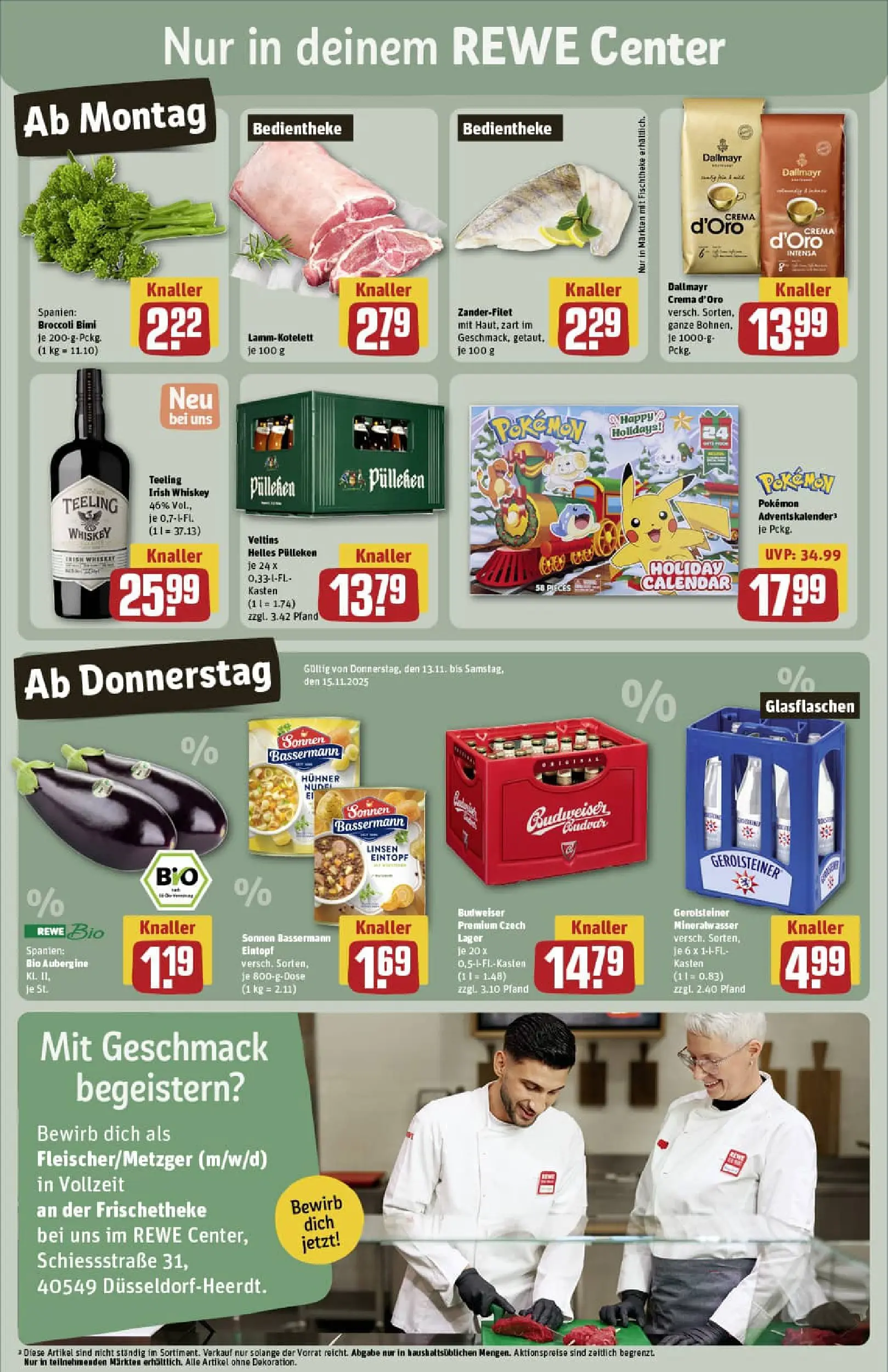 REWE Prospekt ab 10.11.2025 zum Blättern » Angebote | Seite: 3 | Produkte: Helles pulleken, Mineralwasser, Budweiser, Whiskey