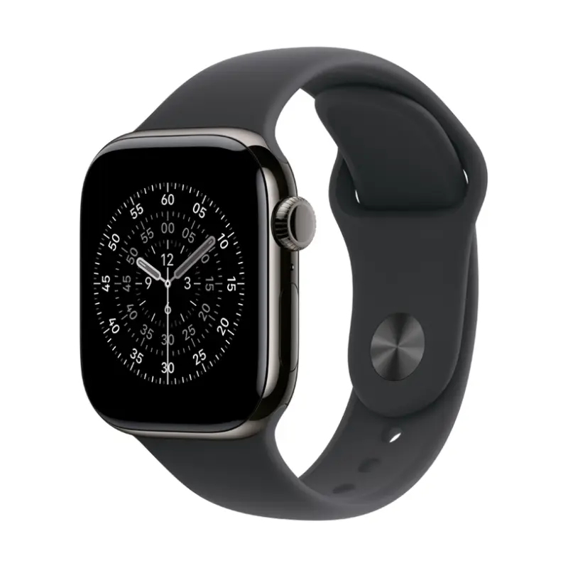 Смарт часовник APPLE WATCH S11 CELL SLATE TITAN CASE BLACK SPORT BAND S/M MFD14 46 MM, GPS, WLAN, ПУЛСОМЕР, SPO2