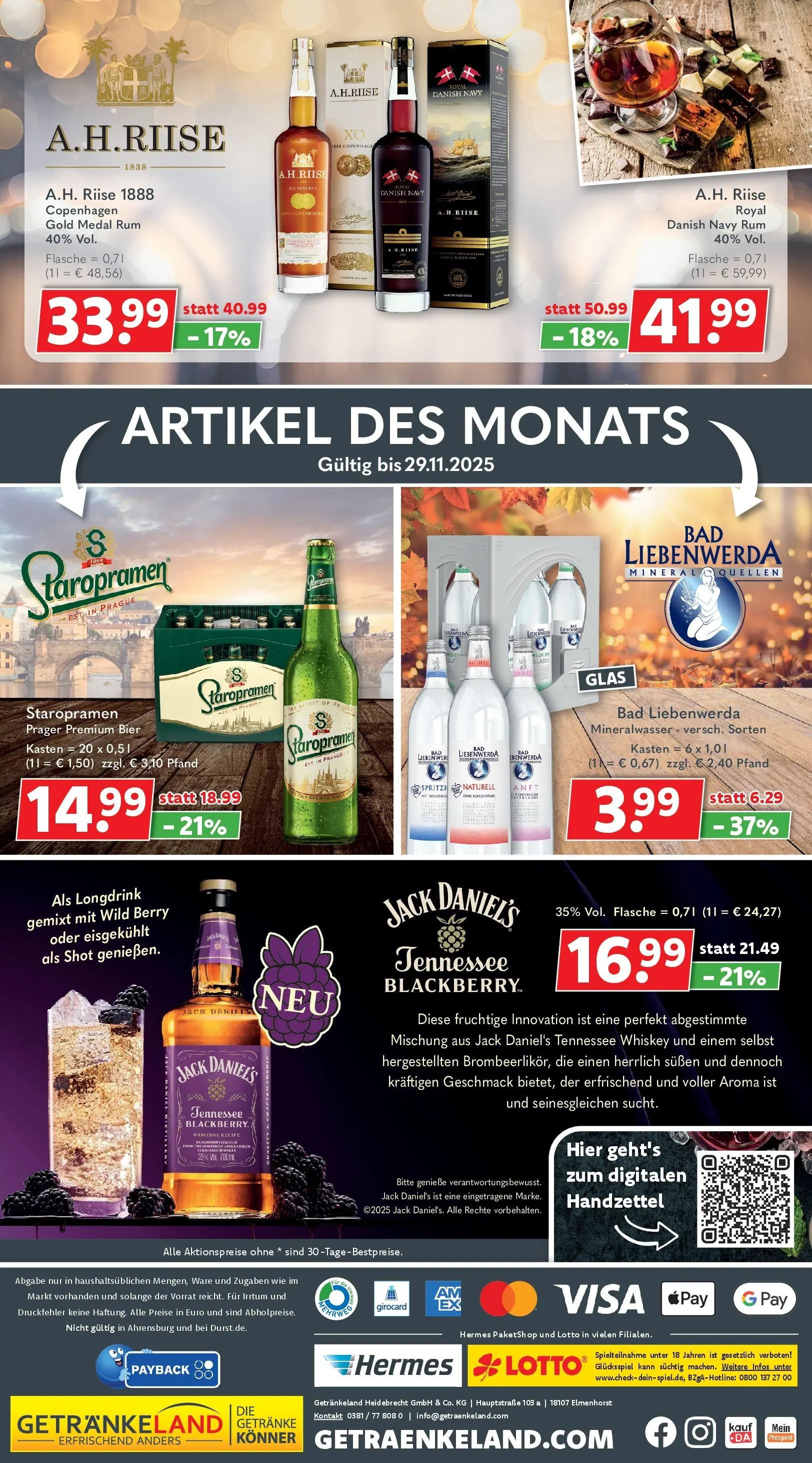 Getränkeland - Getränkeland: Getränkeangebote (ab 09.11.2025) zum Blättern | Seite: 6 | Produkte: Bier, Rum, Jack Daniel's, Whiskey