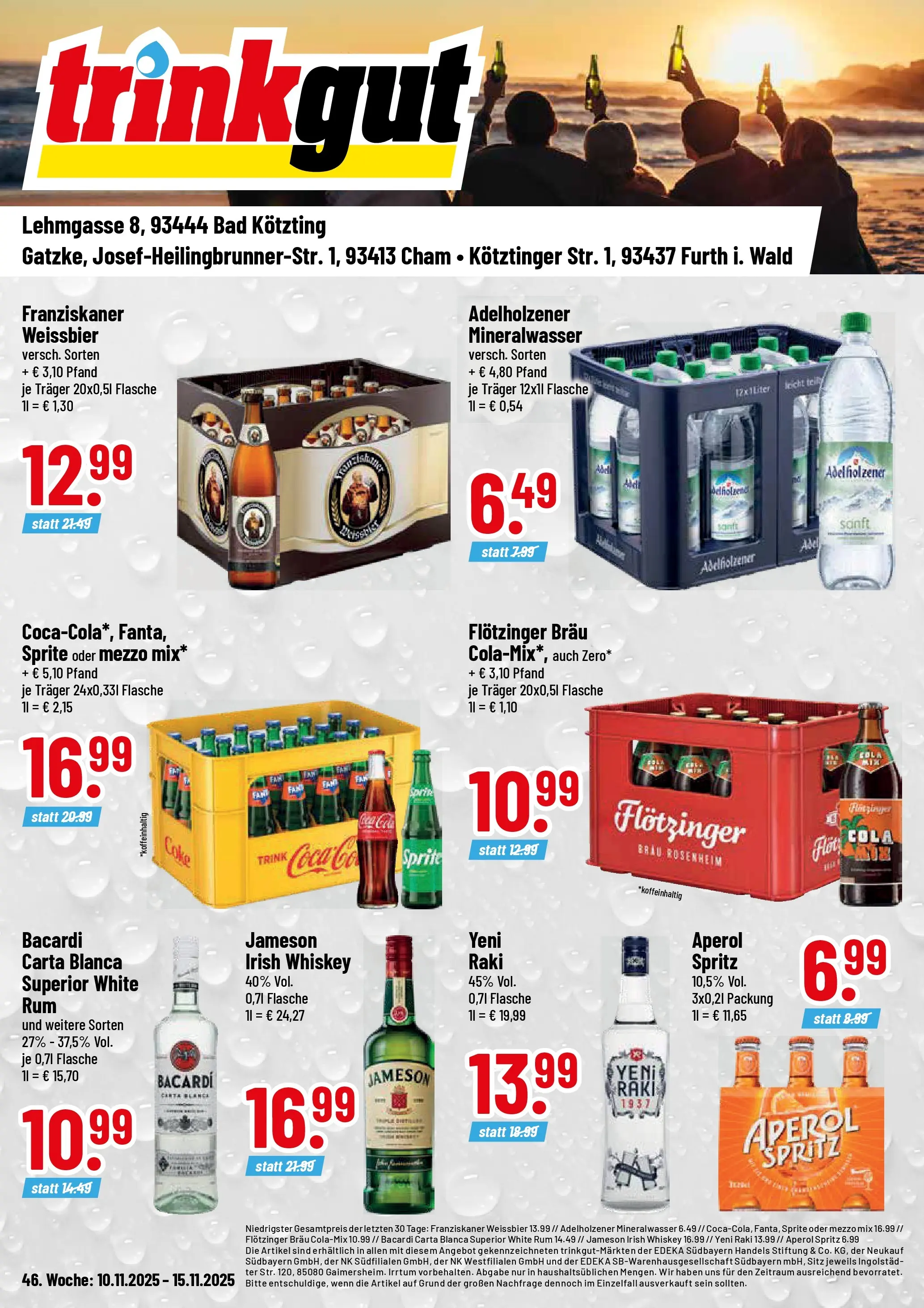 Trinkgut - trinkgut: Wochenangebote (ab 10.11.2025) » Angebote online | Seite: 1 | Produkte: Bad, Jameson, Aperol, Whiskey