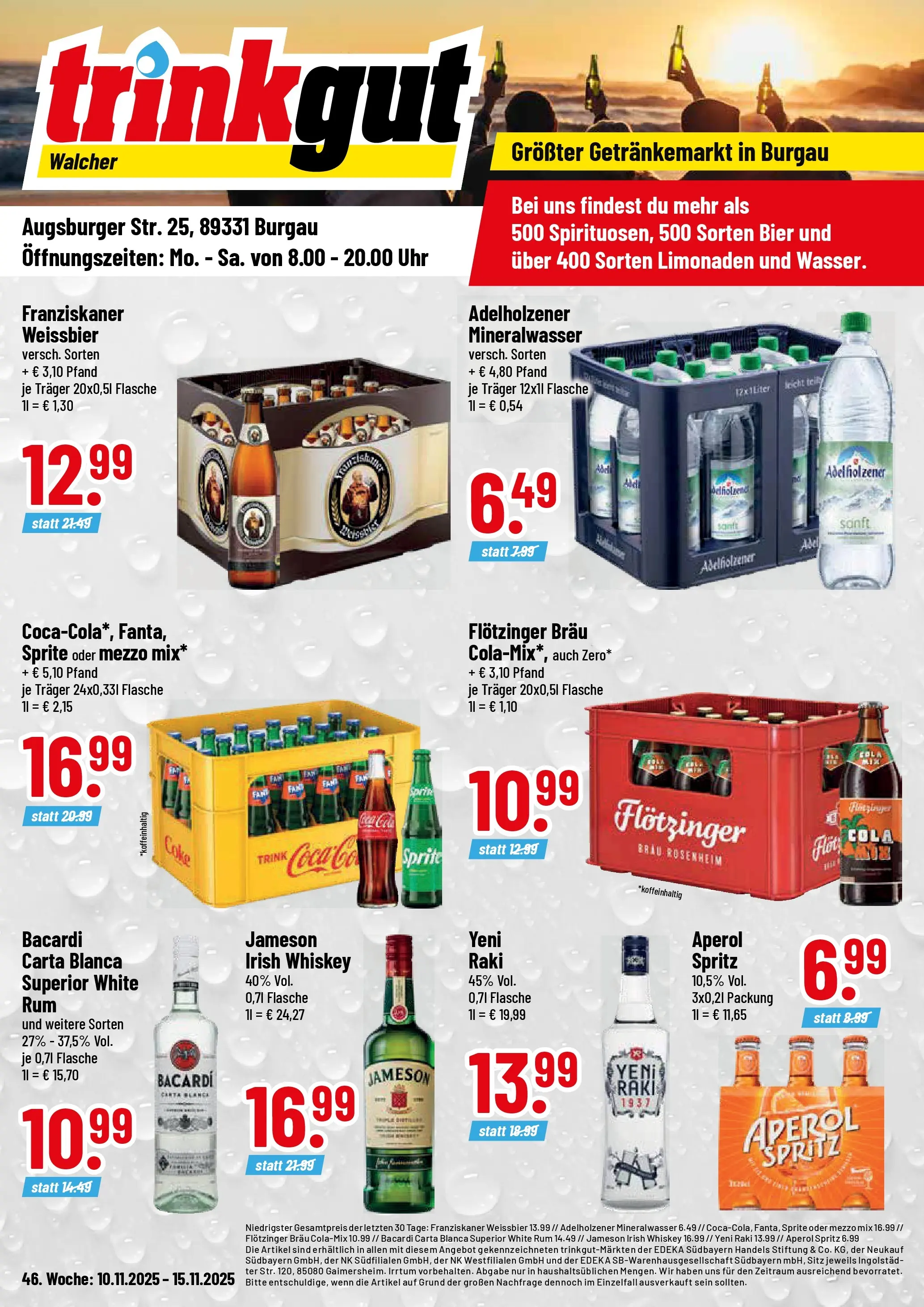 Trinkgut - trinkgut: Wochenangebote (ab 10.11.2025) » Angebote online | Seite: 1 | Produkte: Bier, Jameson, Aperol, Uhr