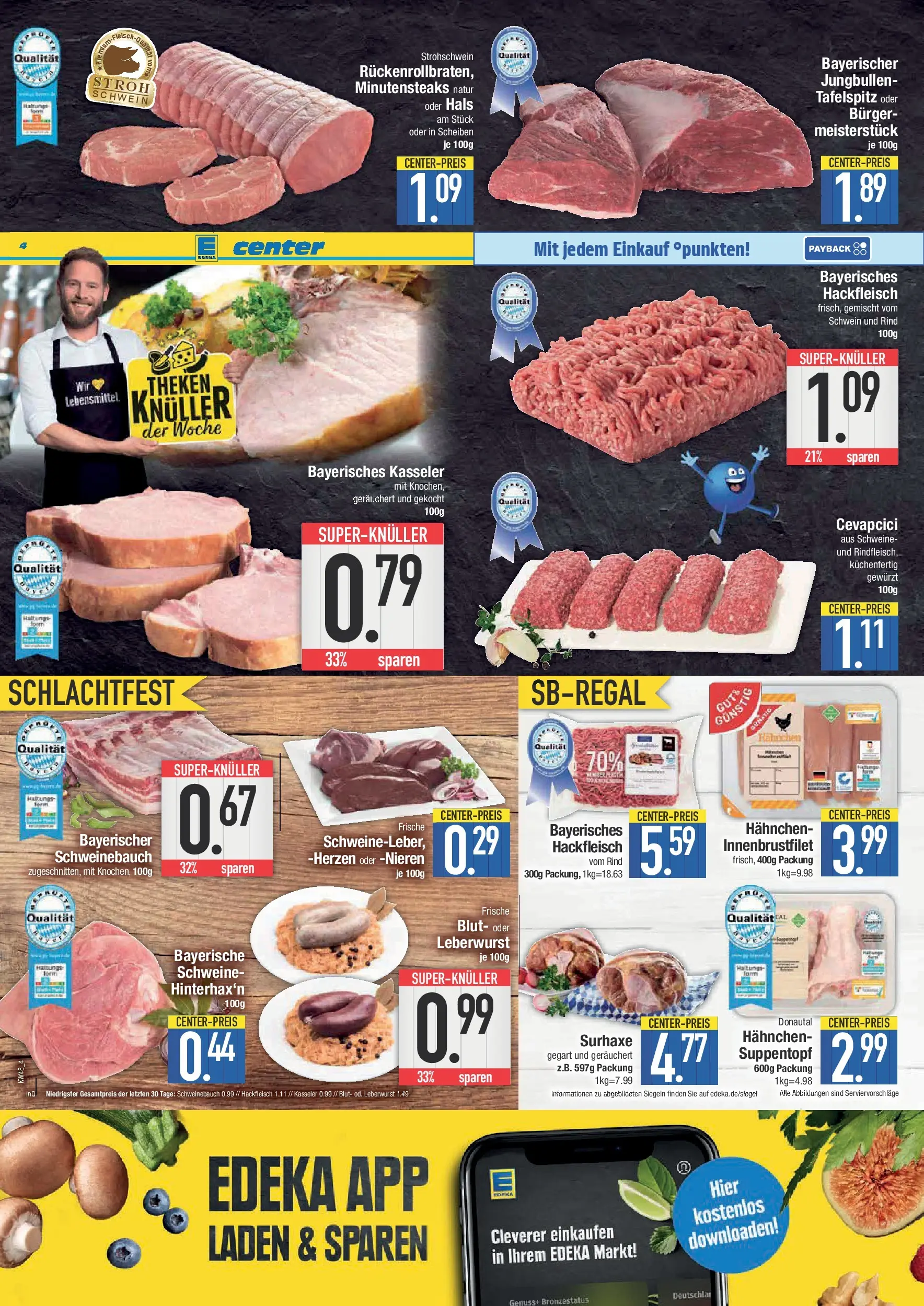 Edeka prospekt Piding	 (ab 09.11.2025) » Angebote Online | Seite: 4 | Produkte: Tafelspitz, Hahnchen, Burger, Hackfleisch