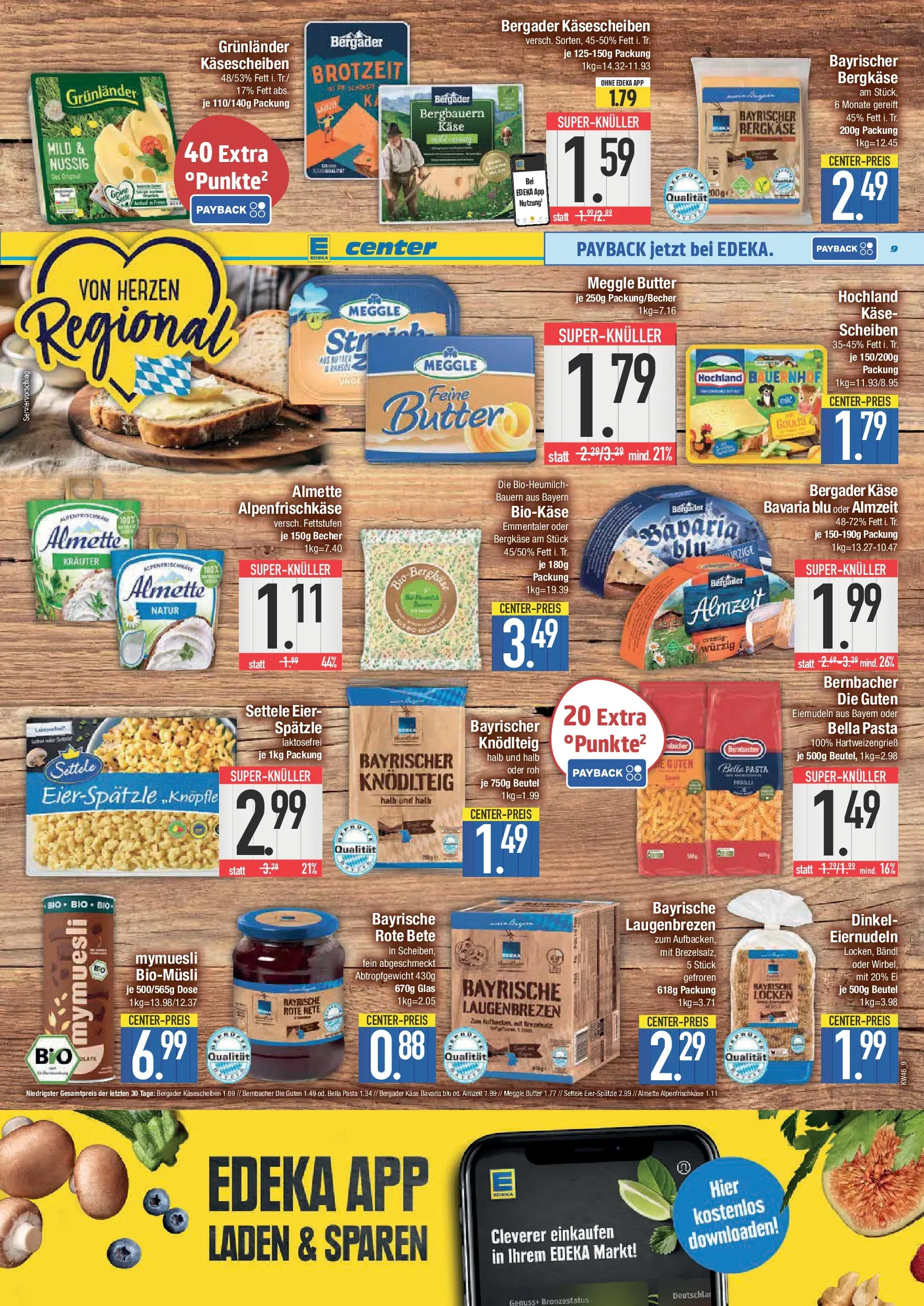Edeka prospekt Piding	 (ab 09.11.2025) » Angebote Online | Seite: 9 | Produkte: Butter, Käse, Grunlander, Pasta