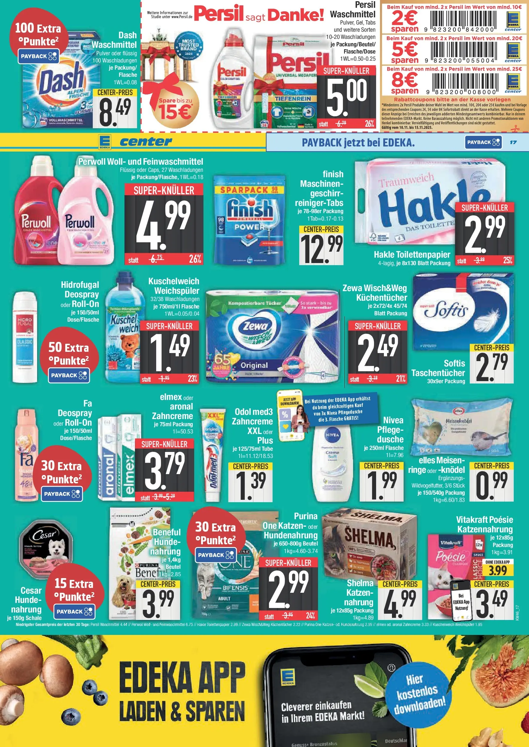 Edeka prospekt Piding	 (ab 09.11.2025) » Angebote Online | Seite: 17 | Produkte: Purina one, Dusche, Creme, Waschmittel