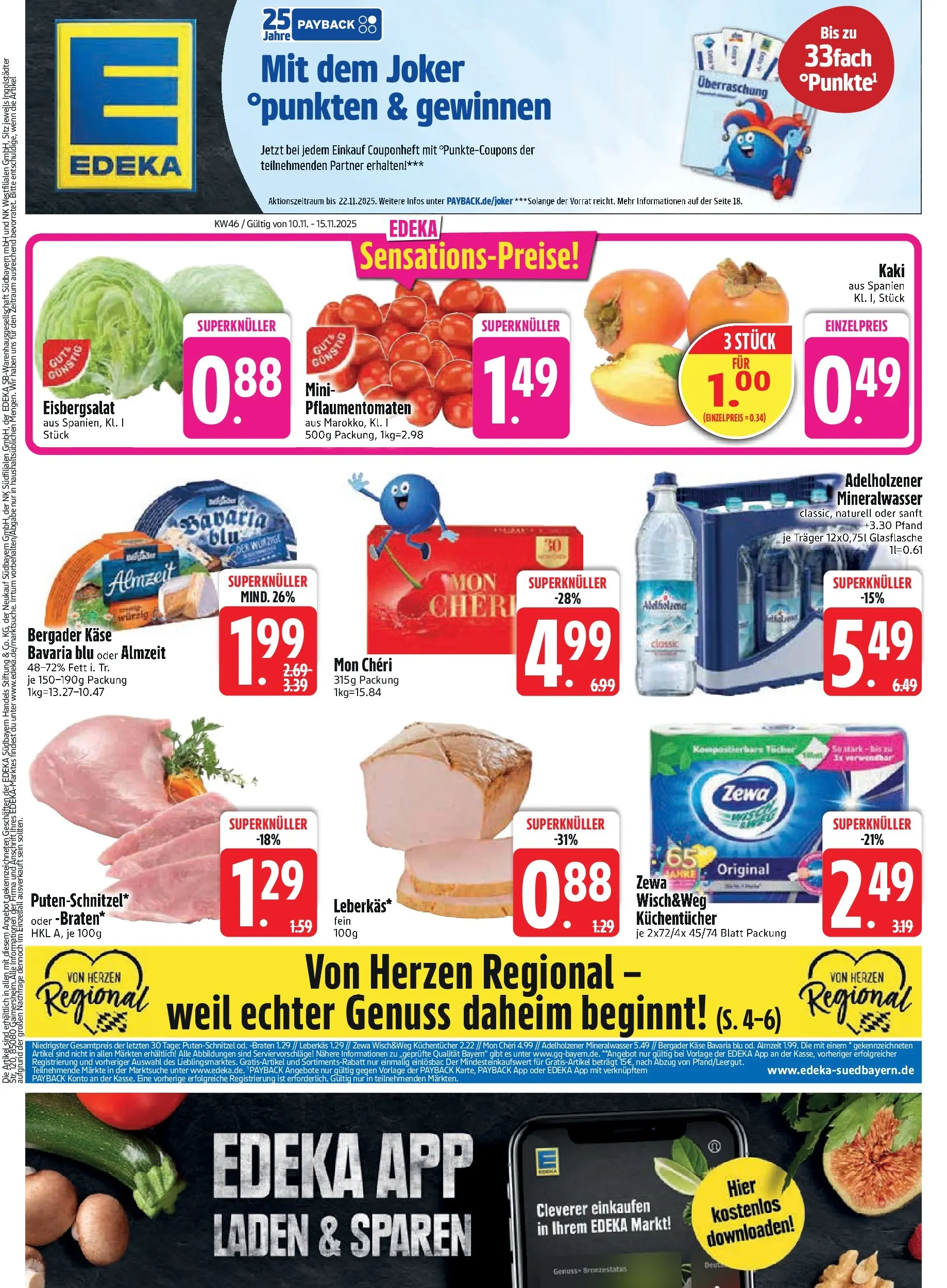Edeka prospekt Rötz	 (ab 09.11.2025) » Angebote Online | Seite: 3 | Produkte: Käse, Adelholzener, Putenschnitzel, Kaki