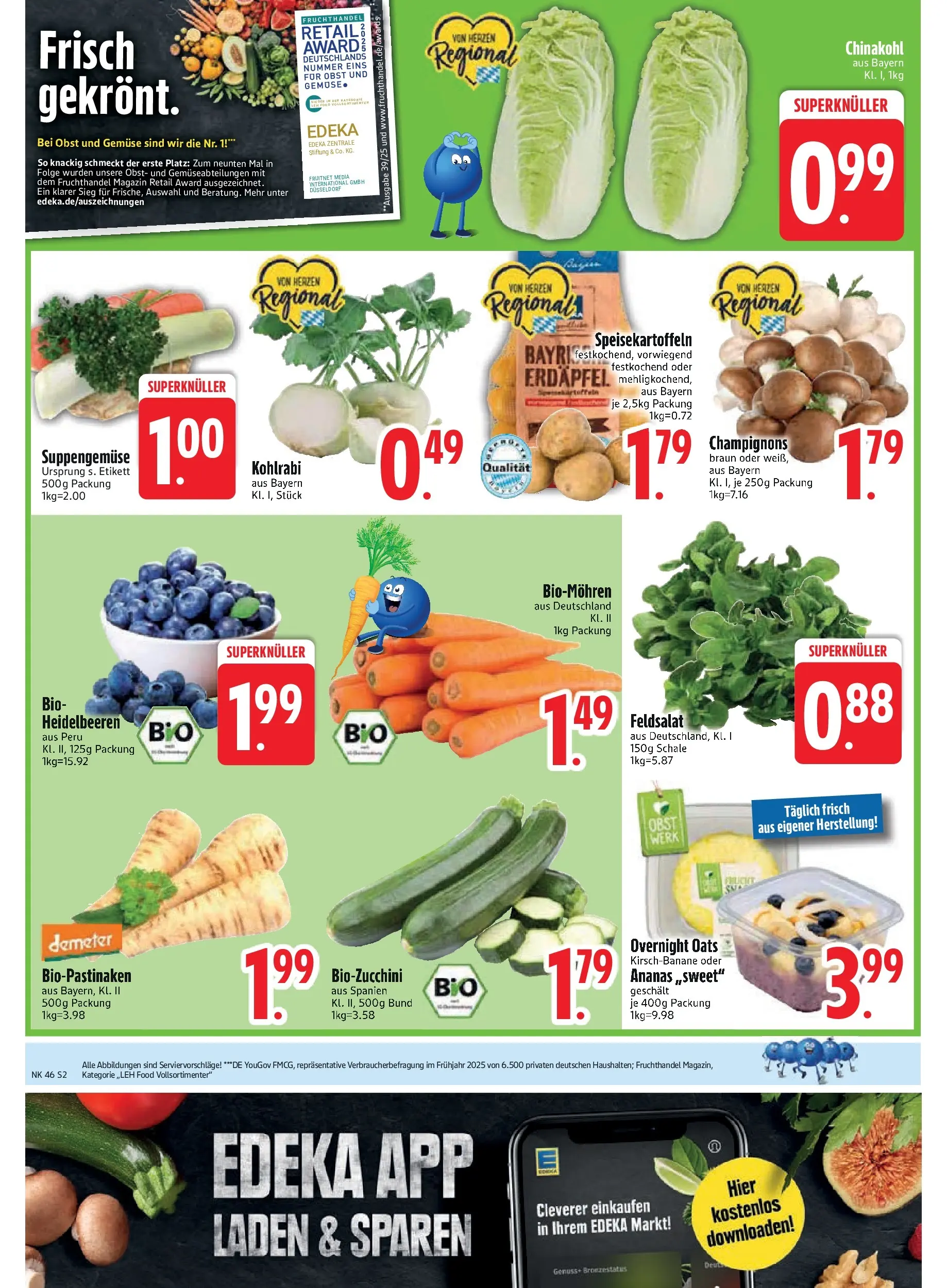 Edeka prospekt Murnau	 (ab 09.11.2025) » Angebote Online | Seite: 4 | Produkte: Kohlrabi, Champignons, Chinakohl, Zucchini