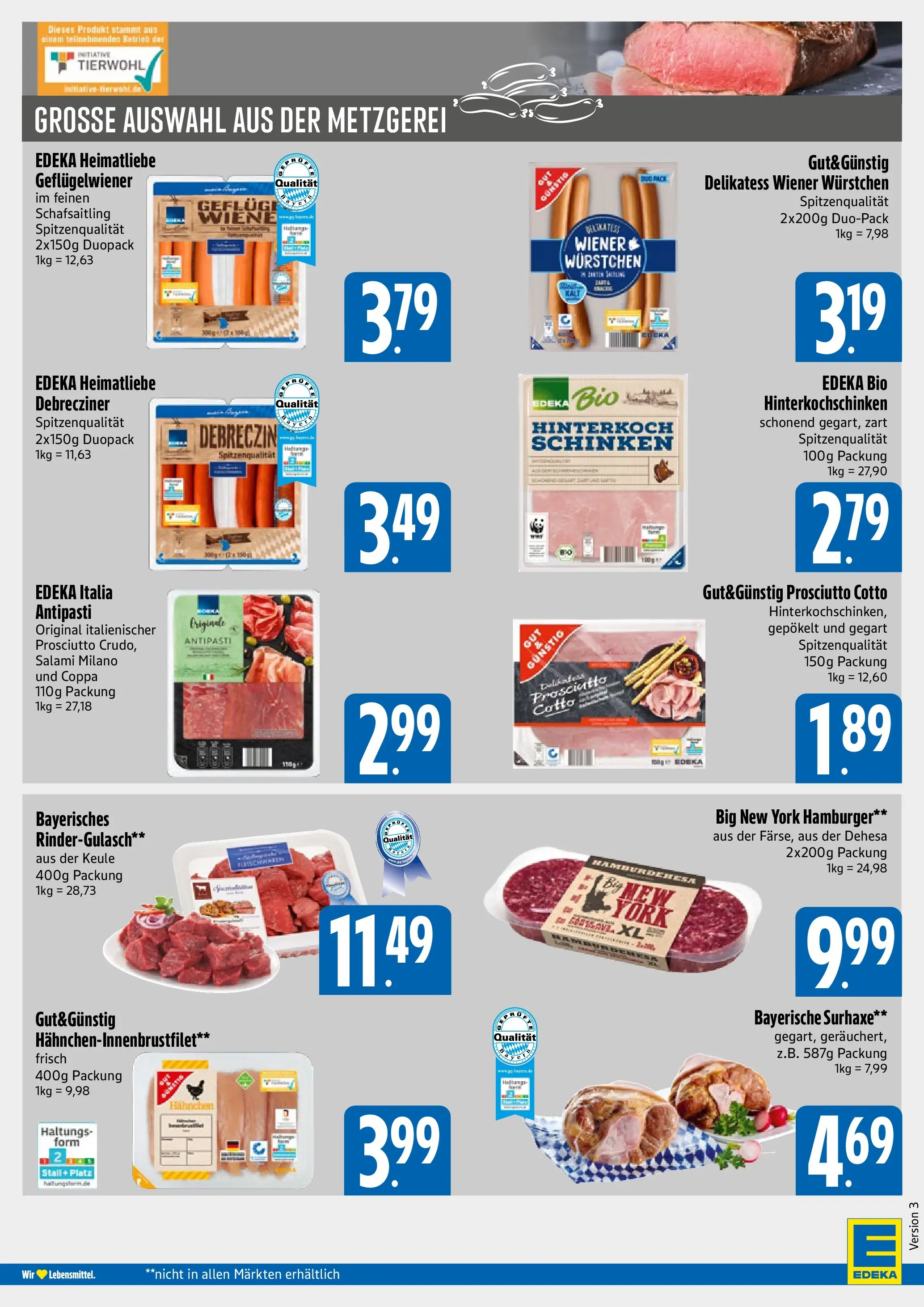 Edeka prospekt München	 (ab 09.11.2025) » Angebote Online | Seite: 4 | Produkte: Rindergulasch, Wiener wurstchen, Salami, Schinken