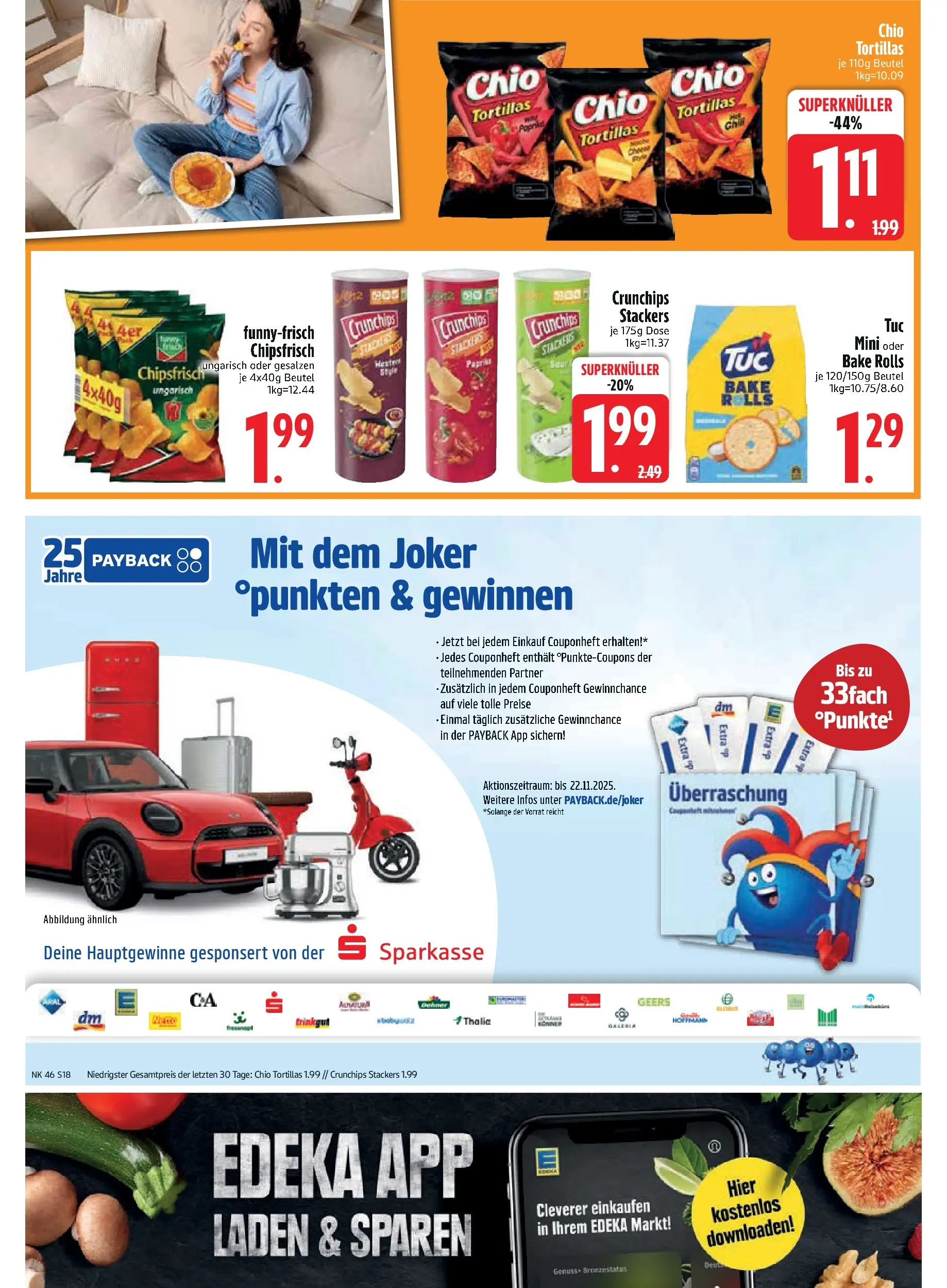 Edeka prospekt Murnau	 (ab 09.11.2025) » Angebote Online | Seite: 20 | Produkte: Paprika, Chio tortillas, Chips
