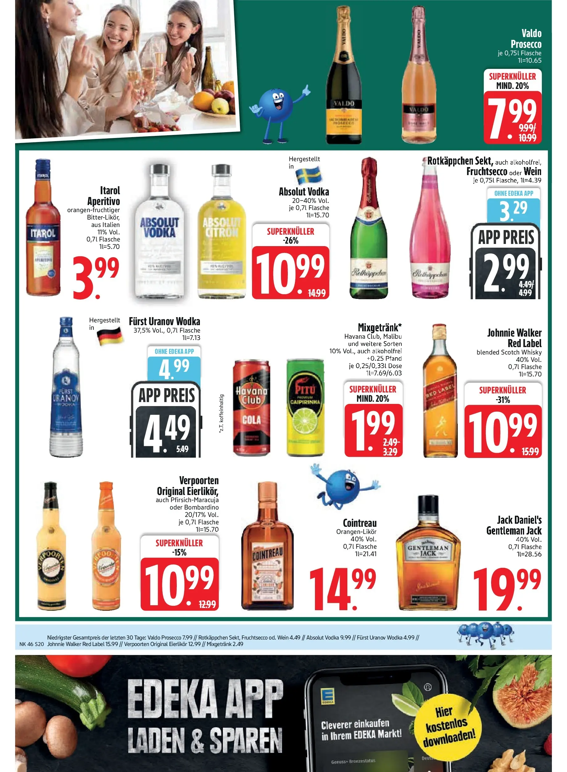 Edeka prospekt Murnau	 (ab 09.11.2025) » Angebote Online | Seite: 22 | Produkte: Fruchtsecco, Wein, Wodka, Johnnie walker