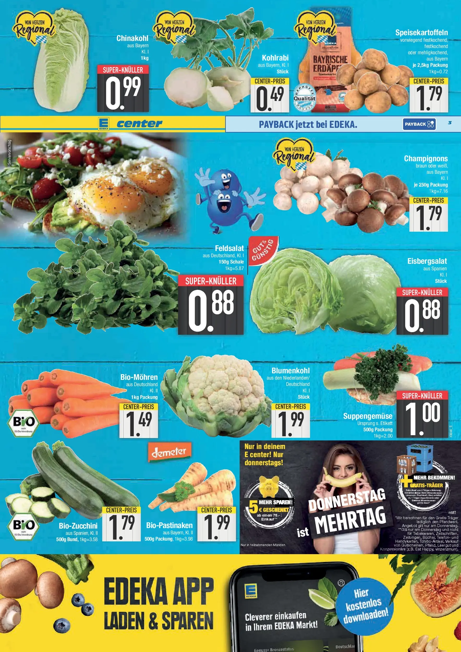 Edeka prospekt Bad Reichenhall	 (ab 09.11.2025) » Angebote Online | Seite: 3 | Produkte: Eisbergsalat, Champignons, Blumenkohl, Zucchini