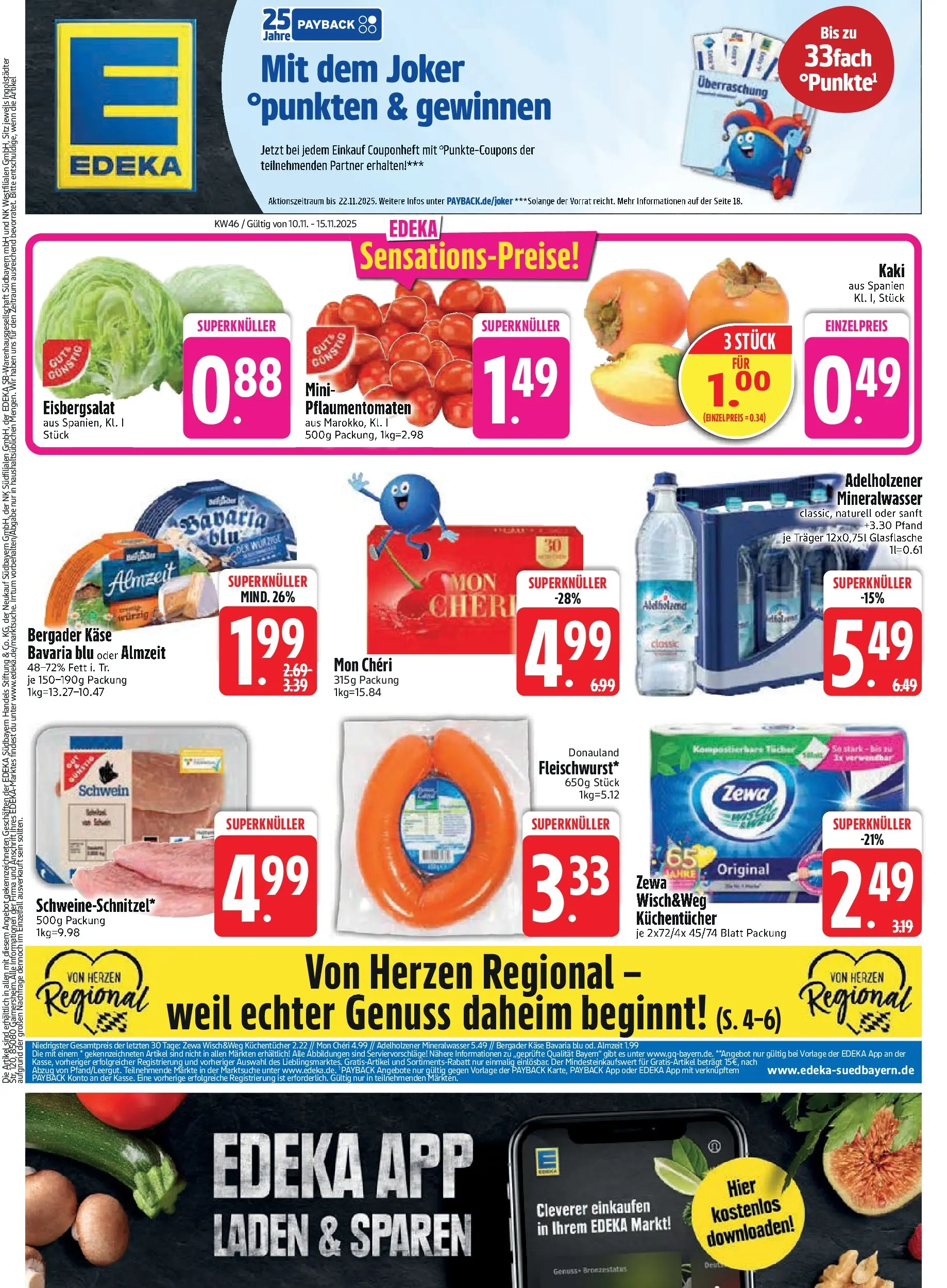 Edeka prospekt Bodenwöhr	 (ab 09.11.2025) » Angebote Online | Seite: 3 | Produkte: Käse, Eisbergsalat, Kaki, Mon cheri