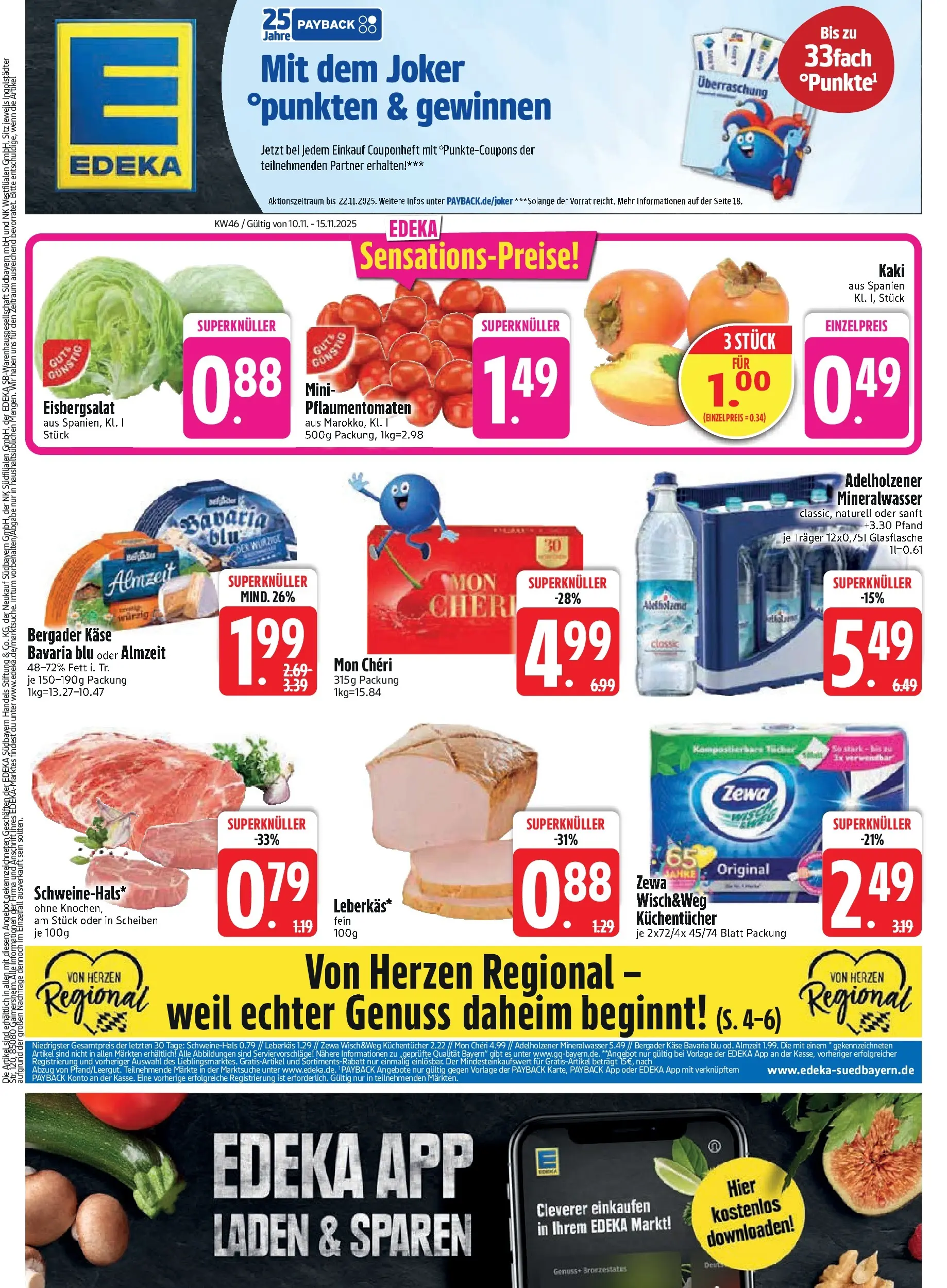 Edeka prospekt Vilgertshofen-Issing	 (ab 09.11.2025) » Angebote Online | Seite: 3 | Produkte: Käse, Adelholzener, Mineralwasser, Mon cheri