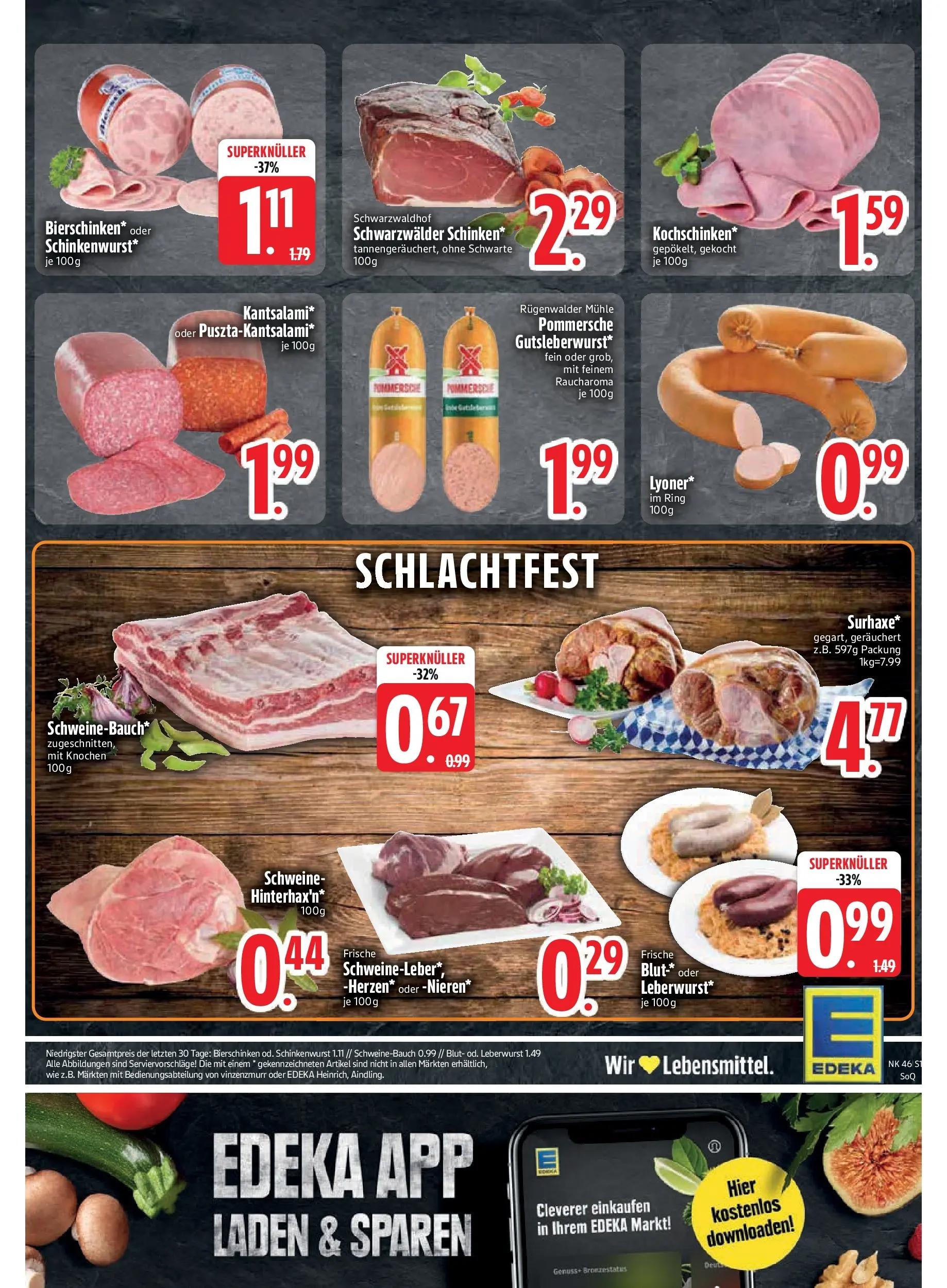 Edeka prospekt Vilgertshofen-Issing	 (ab 09.11.2025) » Angebote Online | Seite: 17 | Produkte: Mühle, Schweinebauch, Salami