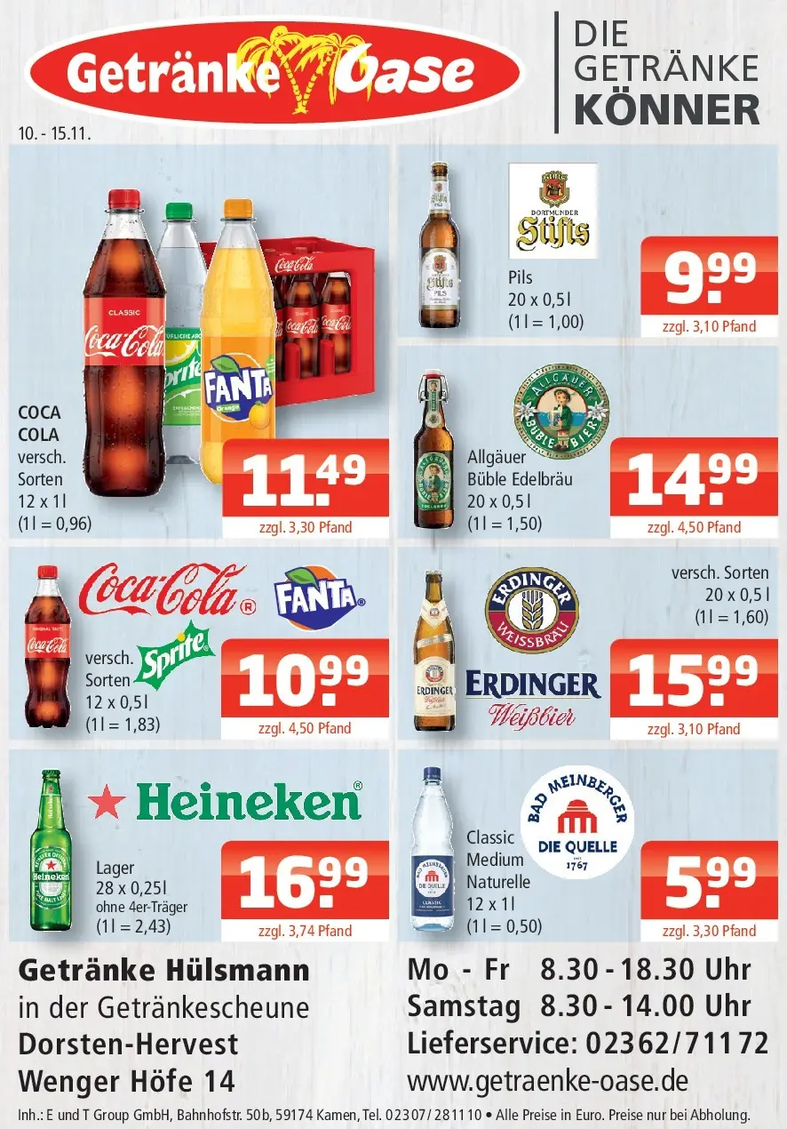 Entdecke - Getränke Oase: Getränkeangebote (ab 09.11.2025) zum Blättern | Seite: 1 | Produkte: Erdinger, Bier, Bad, Uhr