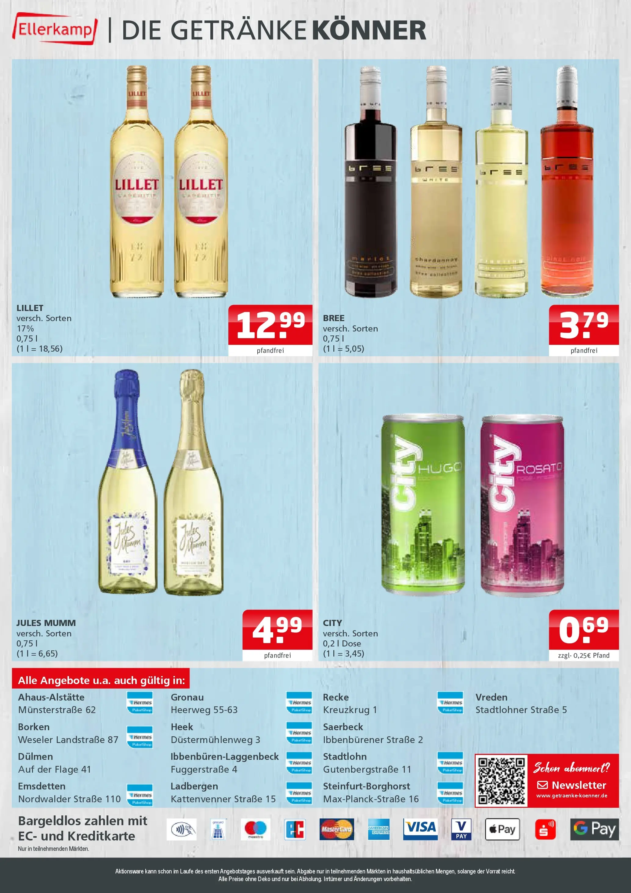 Entdecke - Getränke Ellerkamp: Getränkeangebote (ab 09.11.2025) zum Blättern | Seite: 4 | Produkte: Bree, Jules mumm, Lillet, Hugo
