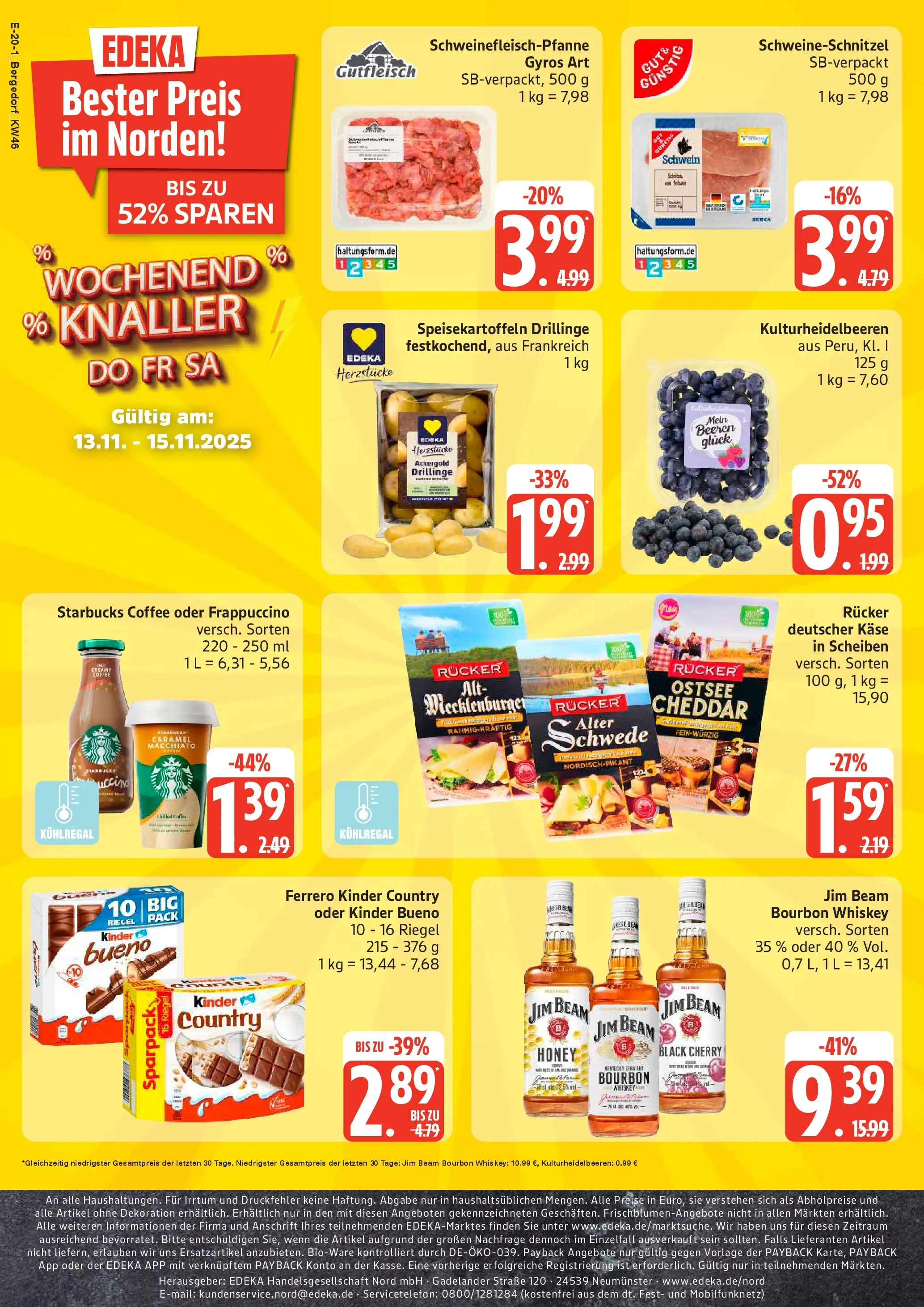 Edeka prospekt Hamburg	 (ab 10.11.2025) » Angebote Online | Seite: 20 | Produkte: Jim beam, Käse, Bourbon, Kinder country