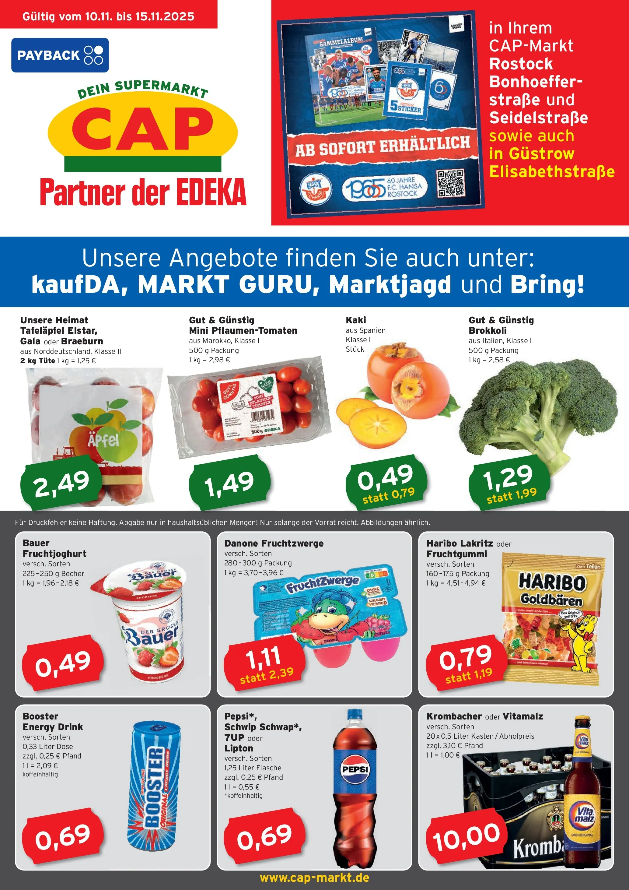 Edeka prospekt Rostock	 (ab 10.11.2025) » Angebote Online | Seite: 1 | Produkte: Pflaumen, Haribo, Äpfel, Krombacher