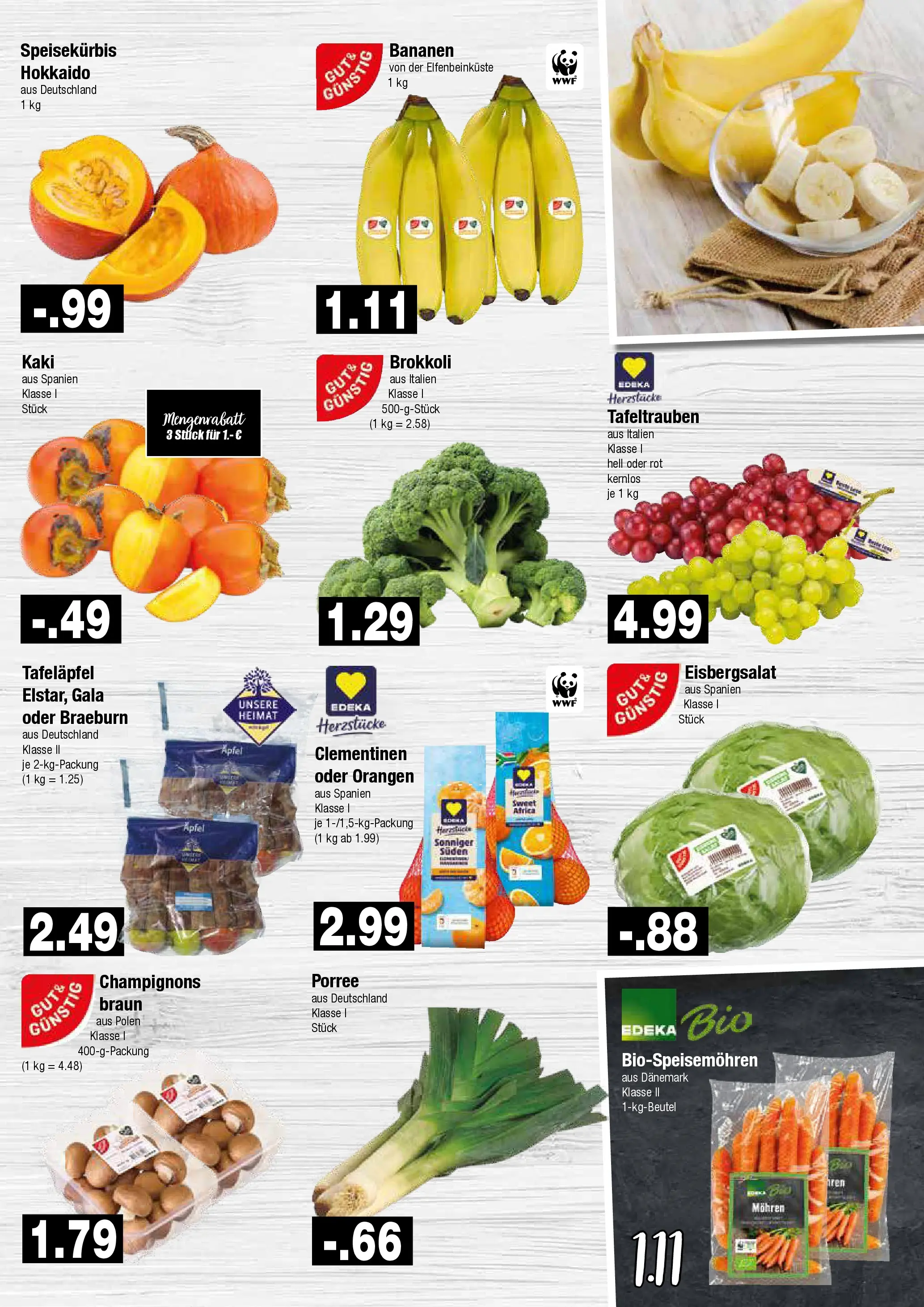 Edeka prospekt Hamburg	 (ab 10.11.2025) » Angebote Online | Seite: 3 | Produkte: Bananen, Orangen, Brokkoli, Kaki