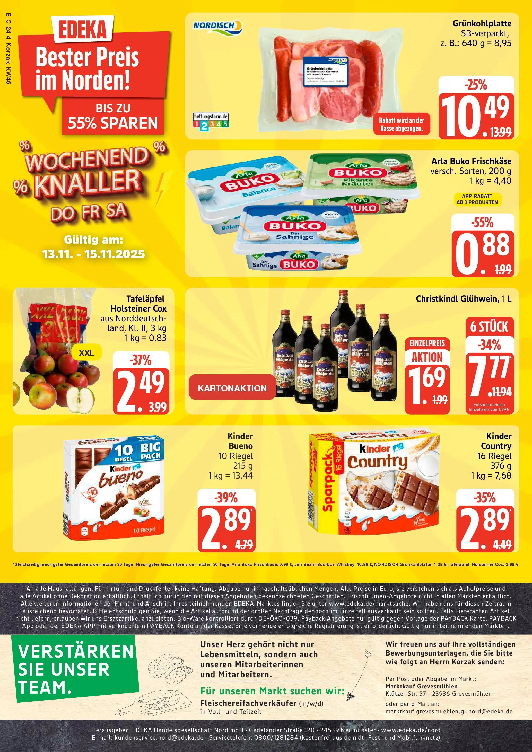 Edeka prospekt Grevesmühlen	 (ab 10.11.2025) » Angebote Online | Seite: 24 | Produkte: Kinder bueno, Arla buko, Bourbon, Frischkase