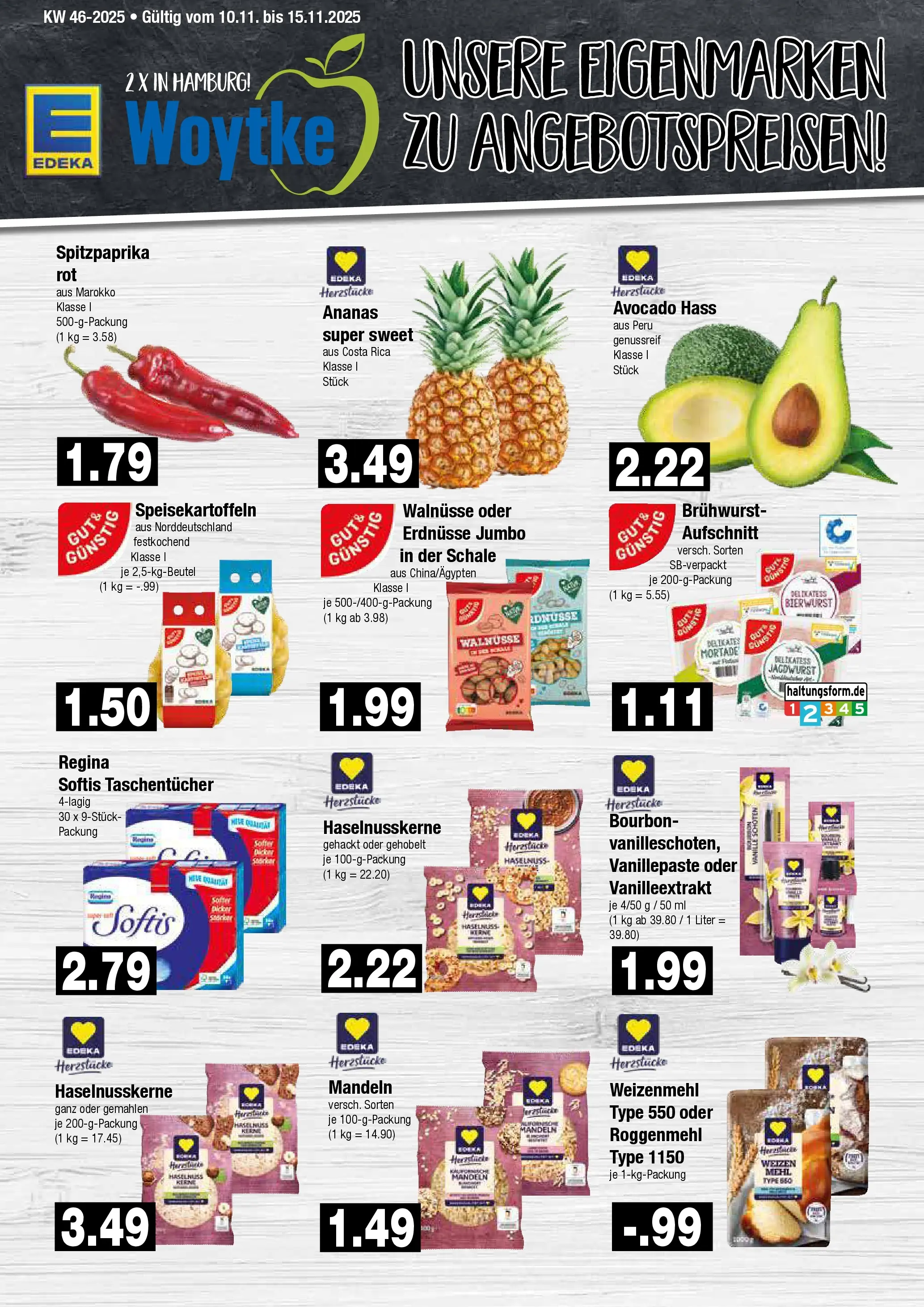 Edeka prospekt Hamburg	 (ab 10.11.2025) » Angebote Online | Seite: 9 | Produkte: Erdnüsse, Walnüsse, Weizenmehl, Avocado