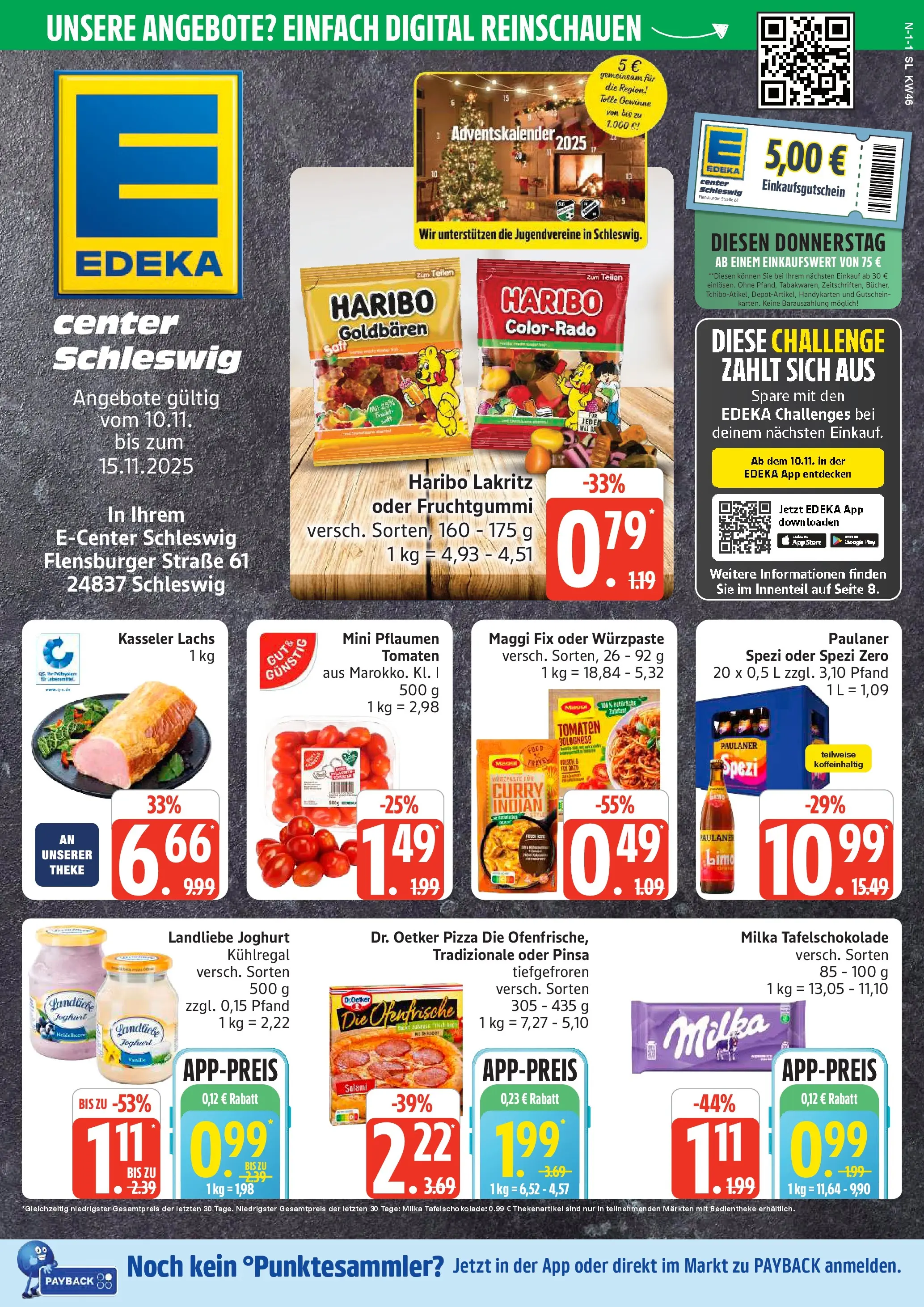 Edeka prospekt Schleswig	 (ab 10.11.2025) » Angebote Online | Seite: 1 | Produkte: Haribo, Landliebe joghurt, Salami, Paulaner