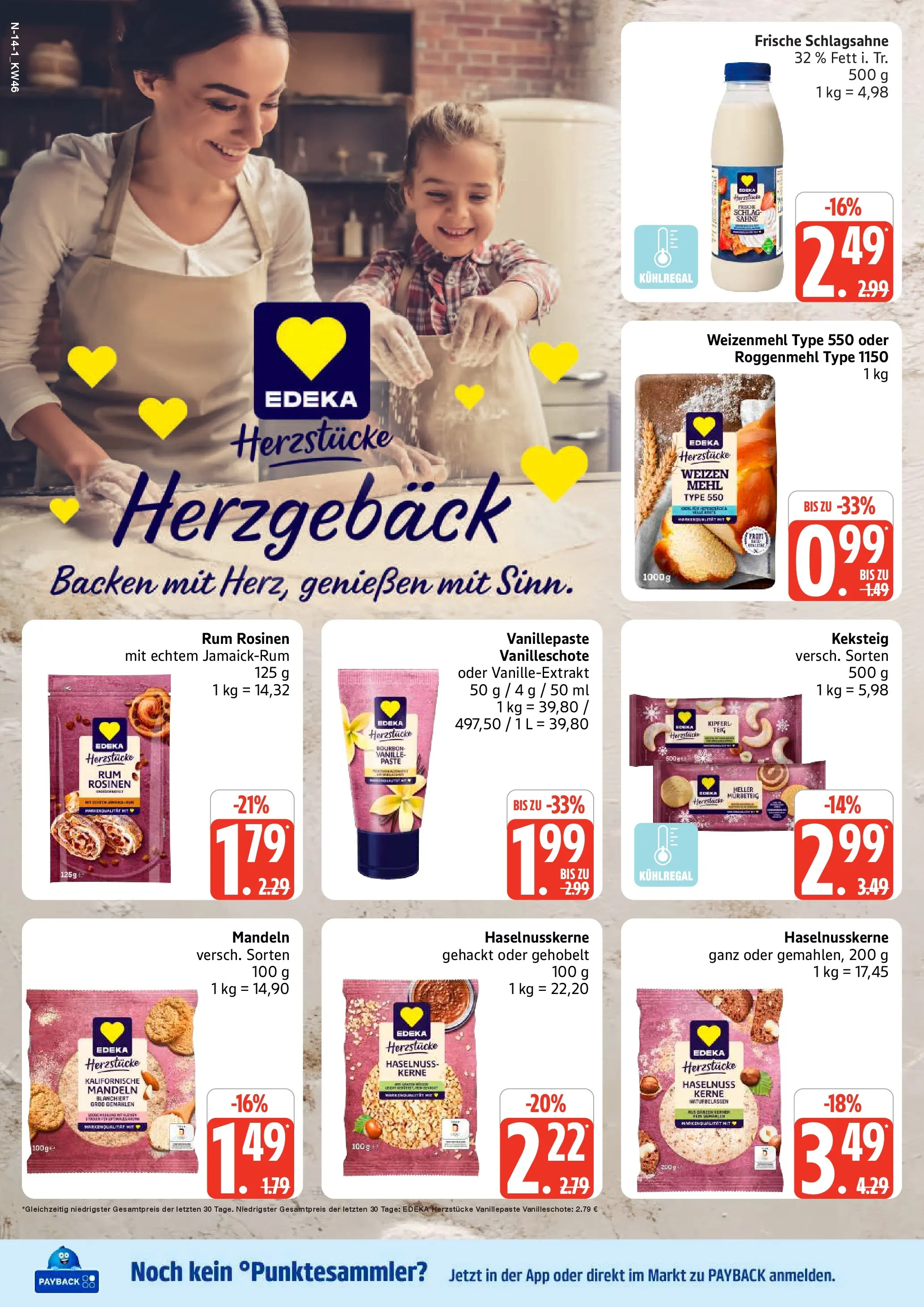 Marktkauf - Marktkauf: Wochenangebote (ab 10.11.2025) » Angebote online | Seite: 14 | Produkte: Weizenmehl, Mandeln, Rosinen, Sahne