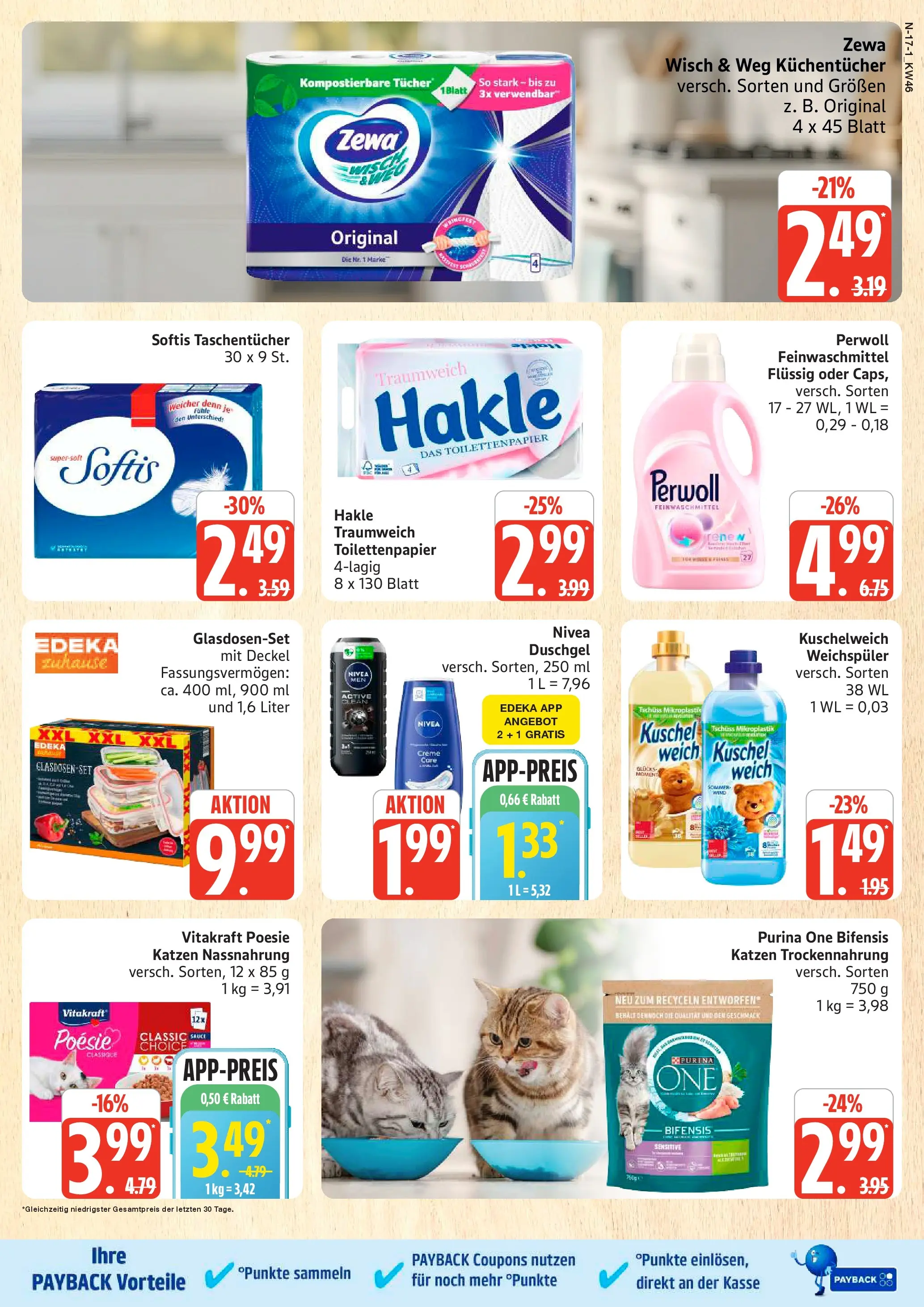 Marktkauf - Marktkauf: Wochenangebote (ab 10.11.2025) » Angebote online | Seite: 17 | Produkte: Purina one, Zewa, Duschgel, Weichspüler