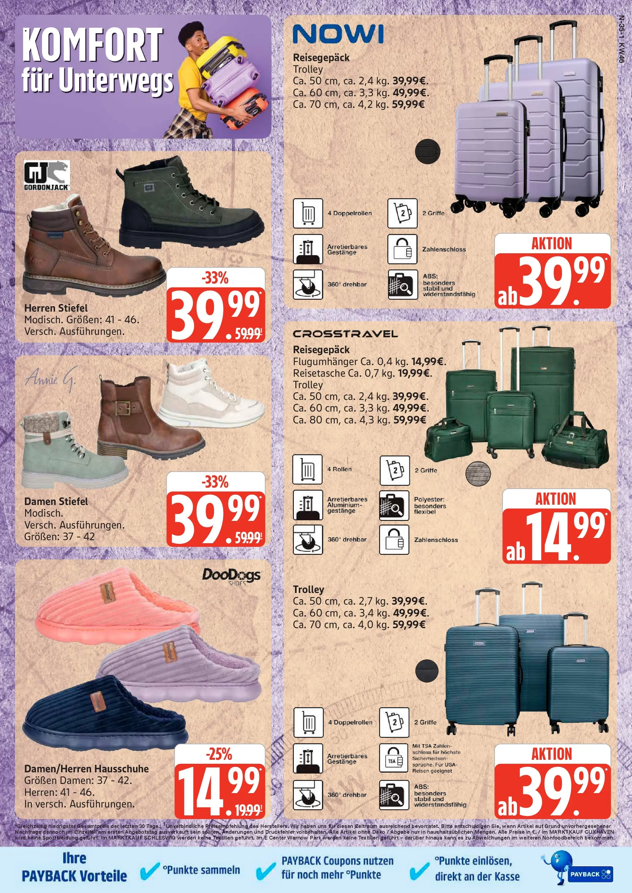 Marktkauf - Marktkauf: Wochenangebote (ab 10.11.2025) » Angebote online | Seite: 35 | Produkte: Stiefel, Hausschuhe, Reisetasche