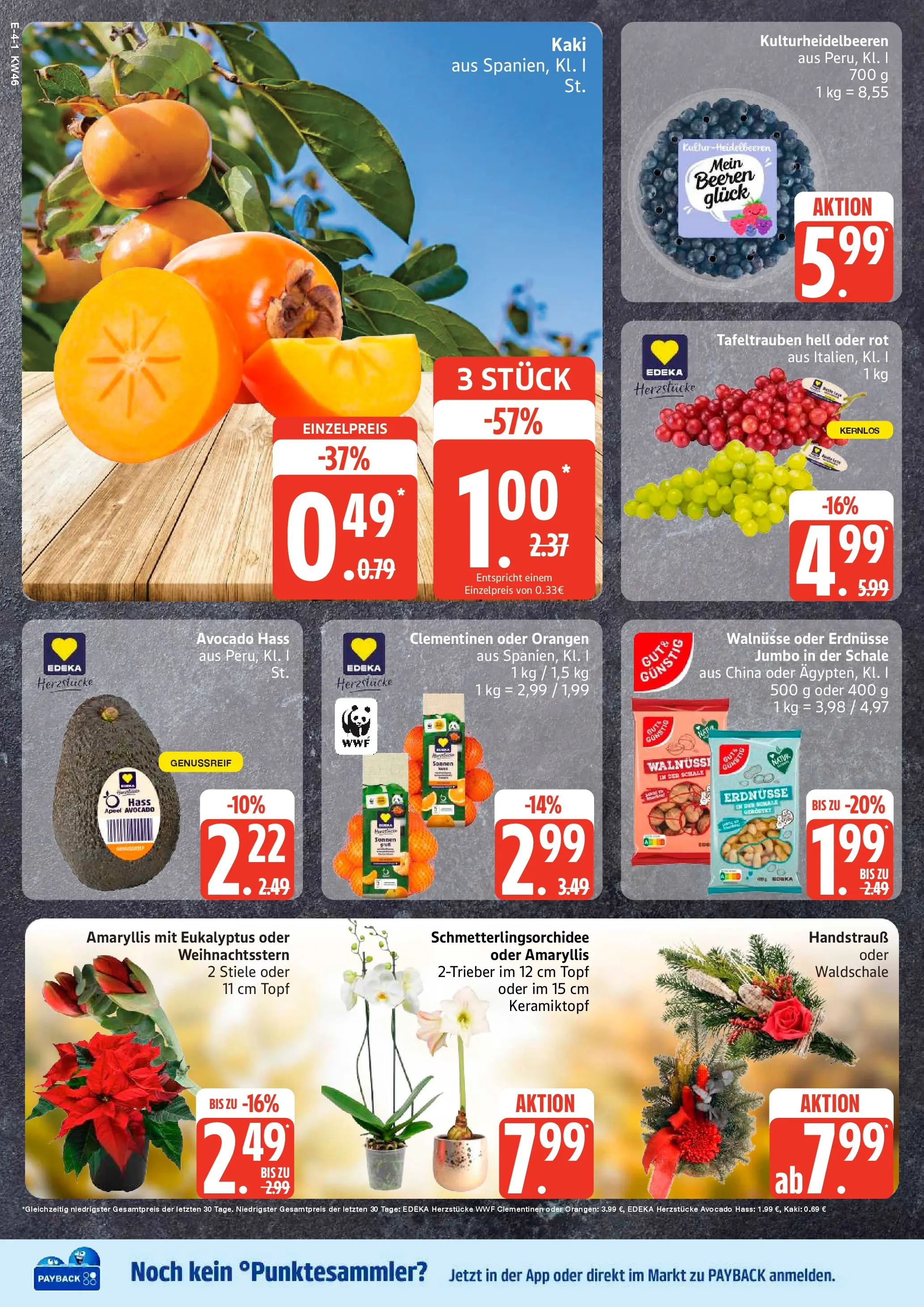 Edeka prospekt Bad Schwartau	 (ab 10.11.2025) » Angebote Online | Seite: 4 | Produkte: Erdnüsse, Orangen, Avocado, Kaki