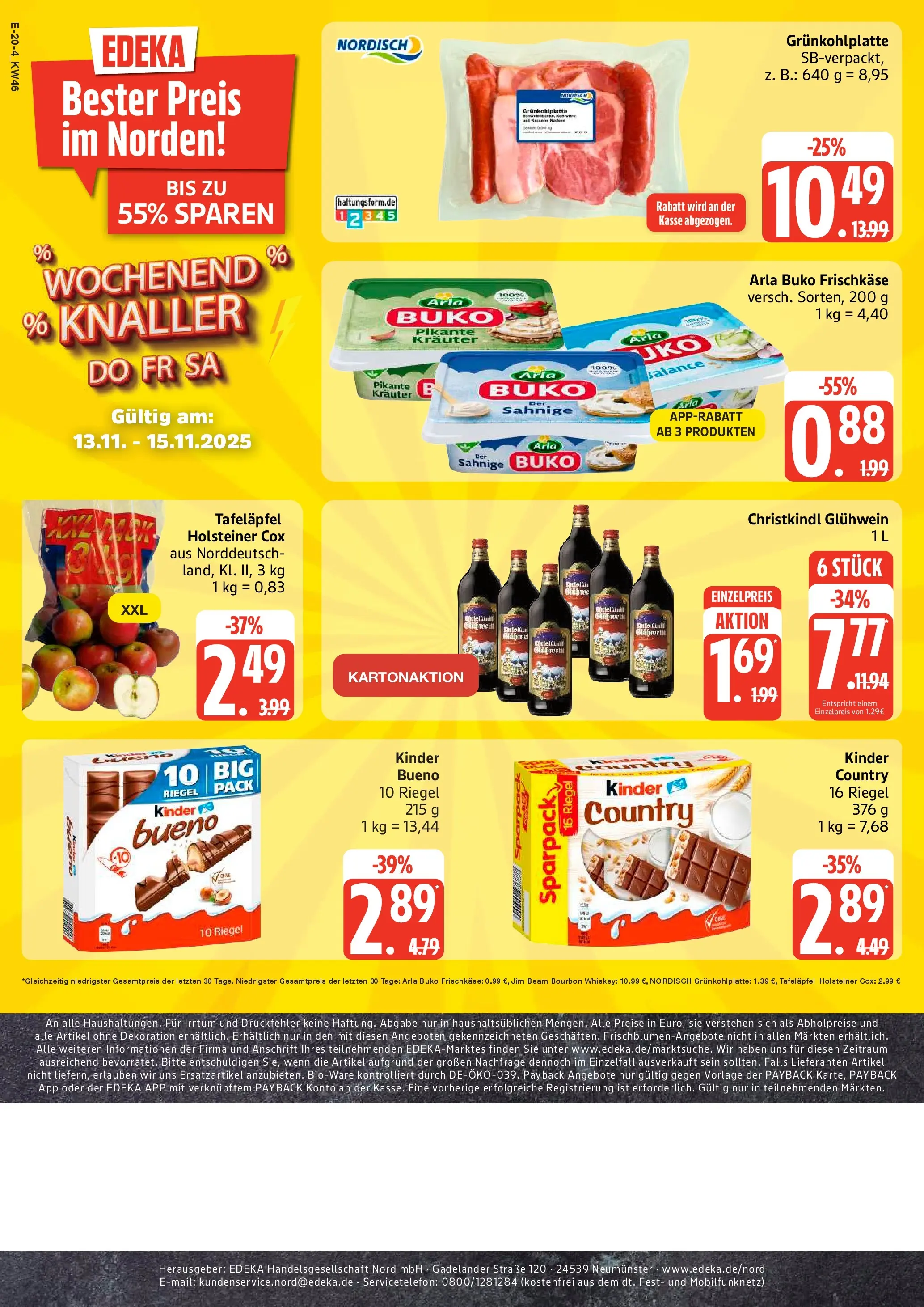 Edeka prospekt Rostock	 (ab 10.11.2025) » Angebote Online | Seite: 30 | Produkte: Arla buko, Bourbon, Whiskey, Kinder country
