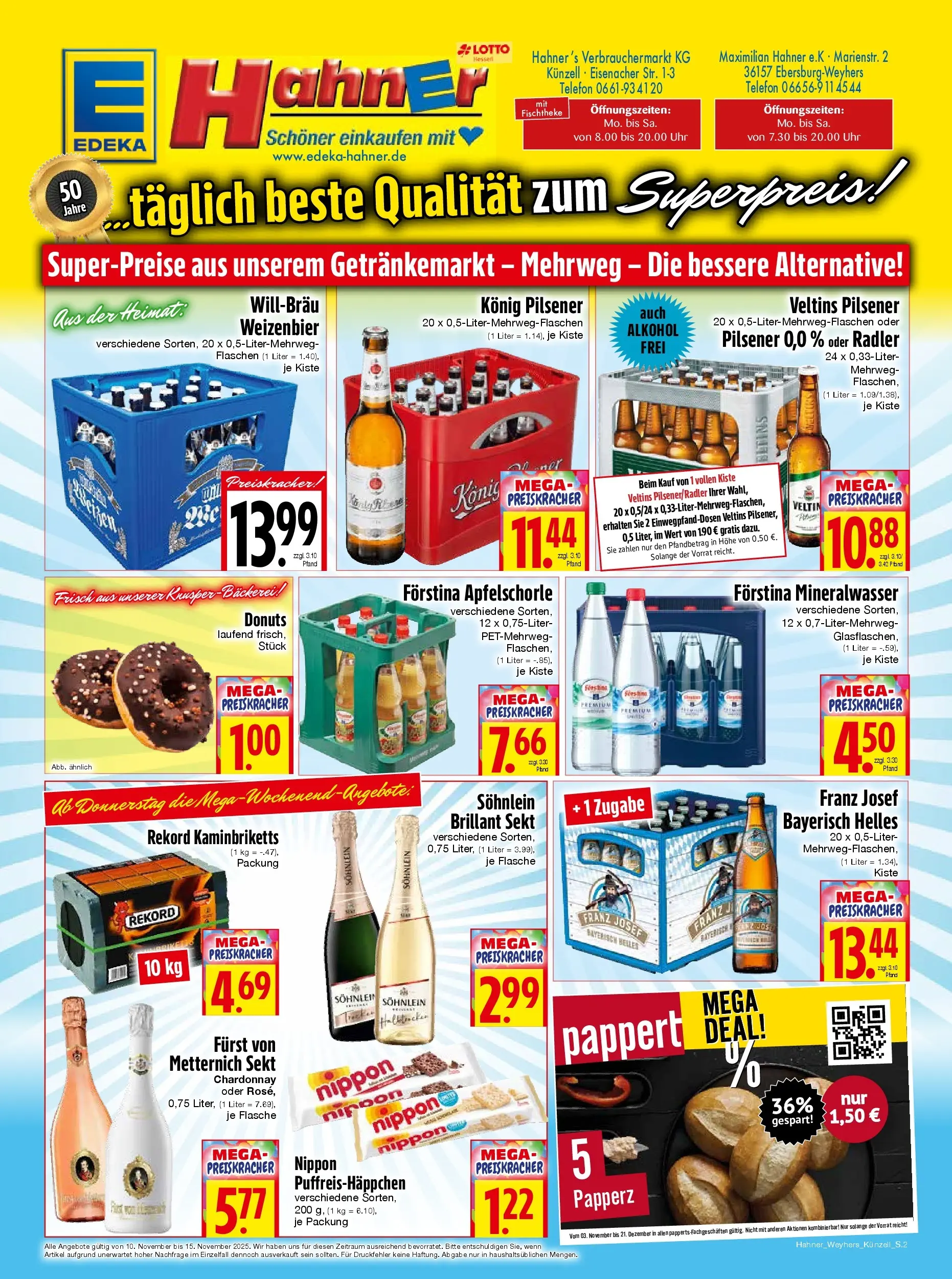 Entdecke - Edeka Hahner: Wochenangebote (ab 09.11.2025) zum Blättern | Seite: 2 | Produkte: Bäckerei, Sekt, Radler, Telefon