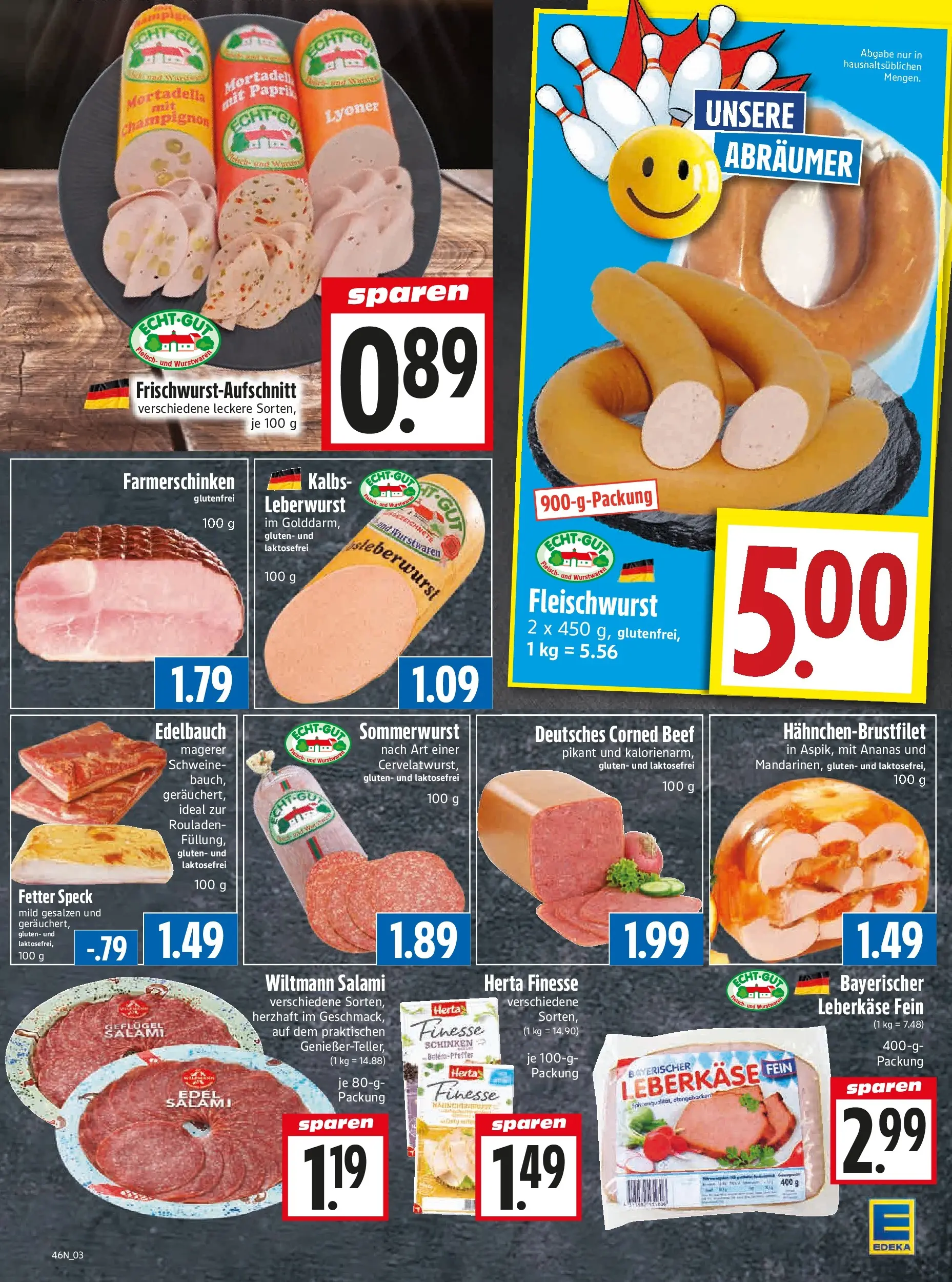 Entdecke - Edeka Hahner: Wochenangebote (ab 09.11.2025) zum Blättern | Seite: 5 | Produkte: Ananas, Salami, Fleisch, Herta finesse
