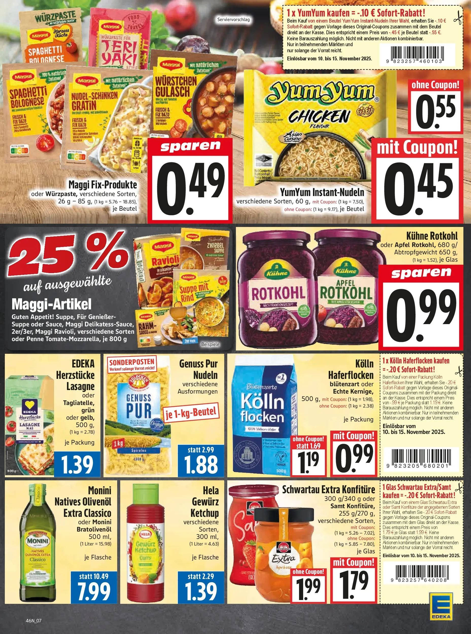 Entdecke - Edeka Hahner: Wochenangebote (ab 09.11.2025) zum Blättern | Seite: 9 | Produkte: Kolln, Olivenol, Nudeln, Flocken