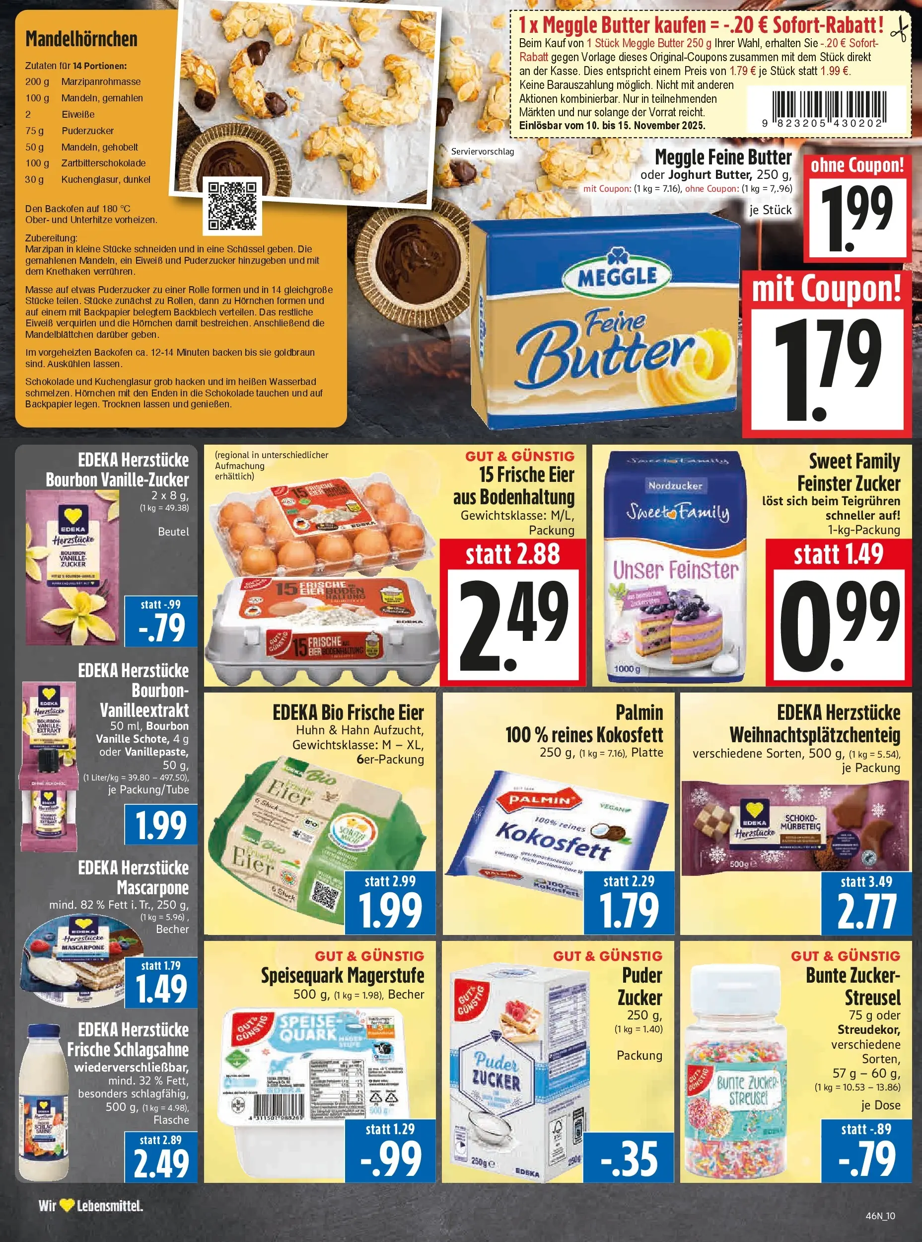 Entdecke - Edeka Hahner: Wochenangebote (ab 09.11.2025) zum Blättern | Seite: 12 | Produkte: Schlagsahne, Butter, Mascarpone, Schokolade