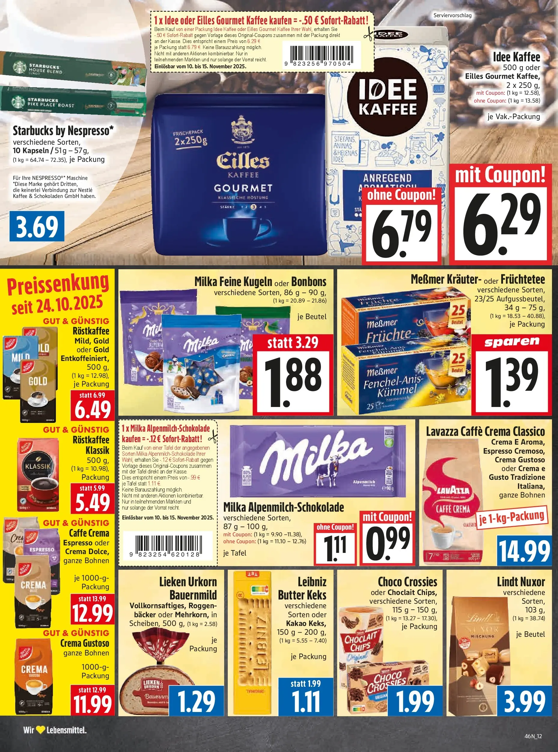 Entdecke - Edeka Hahner: Wochenangebote (ab 09.11.2025) zum Blättern | Seite: 14 | Produkte: Lavazza, Idee kaffee, Butter, Lindt