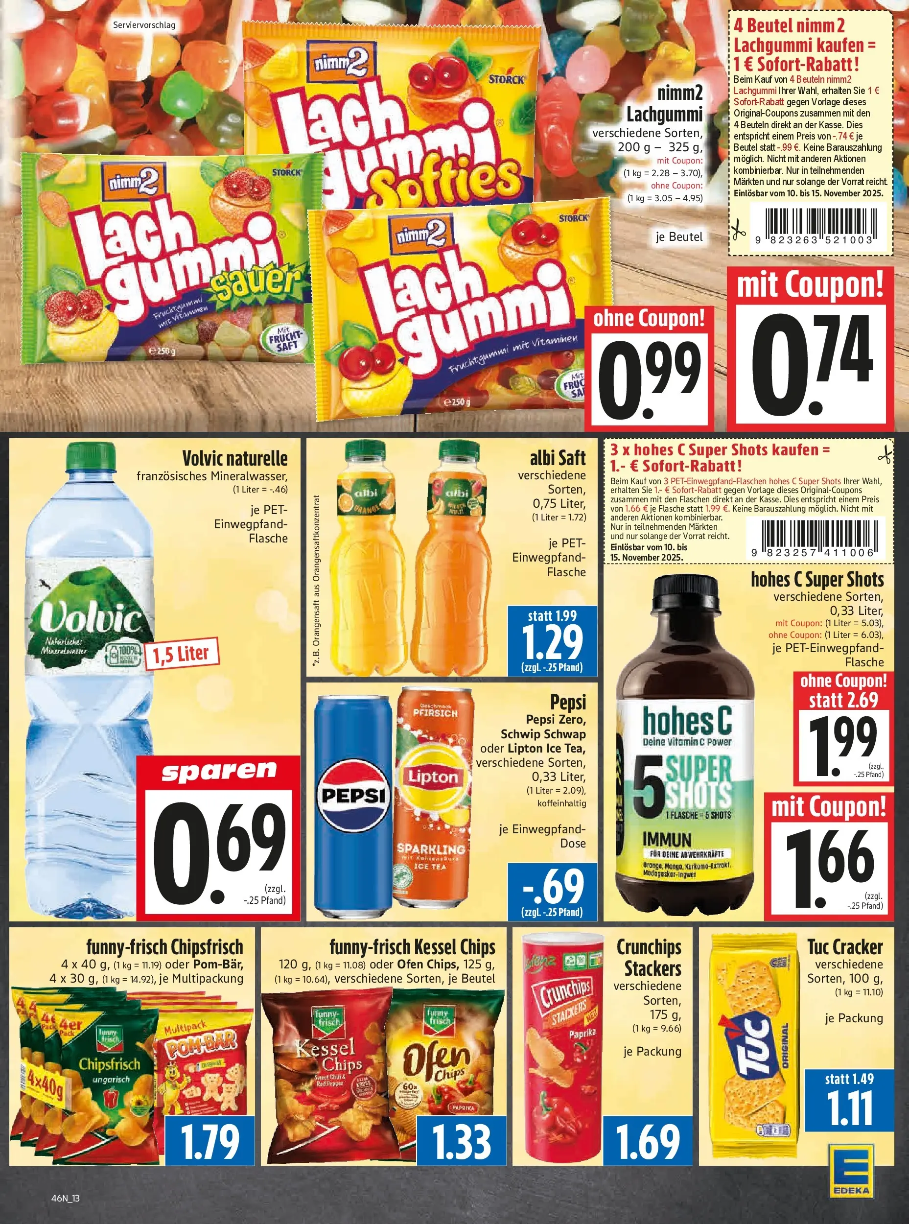 Entdecke - Edeka Hahner: Wochenangebote (ab 09.11.2025) zum Blättern | Seite: 15 | Produkte: Orangensaft, Paprika, Saft, Volvic