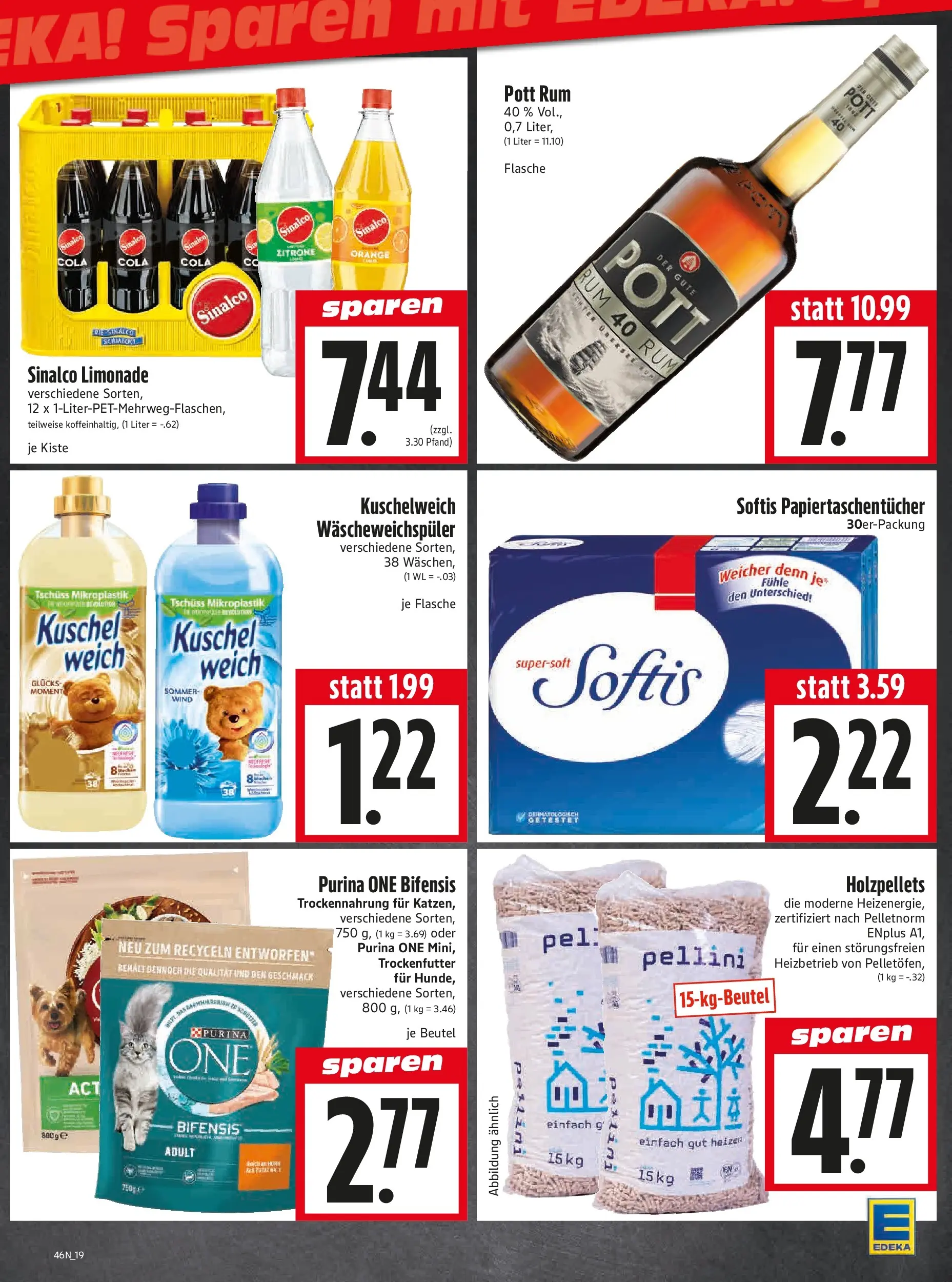 Entdecke - Edeka Hahner: Wochenangebote (ab 09.11.2025) zum Blättern | Seite: 21 | Produkte: Sinalco, Rum, Kuschelweich, Limonade