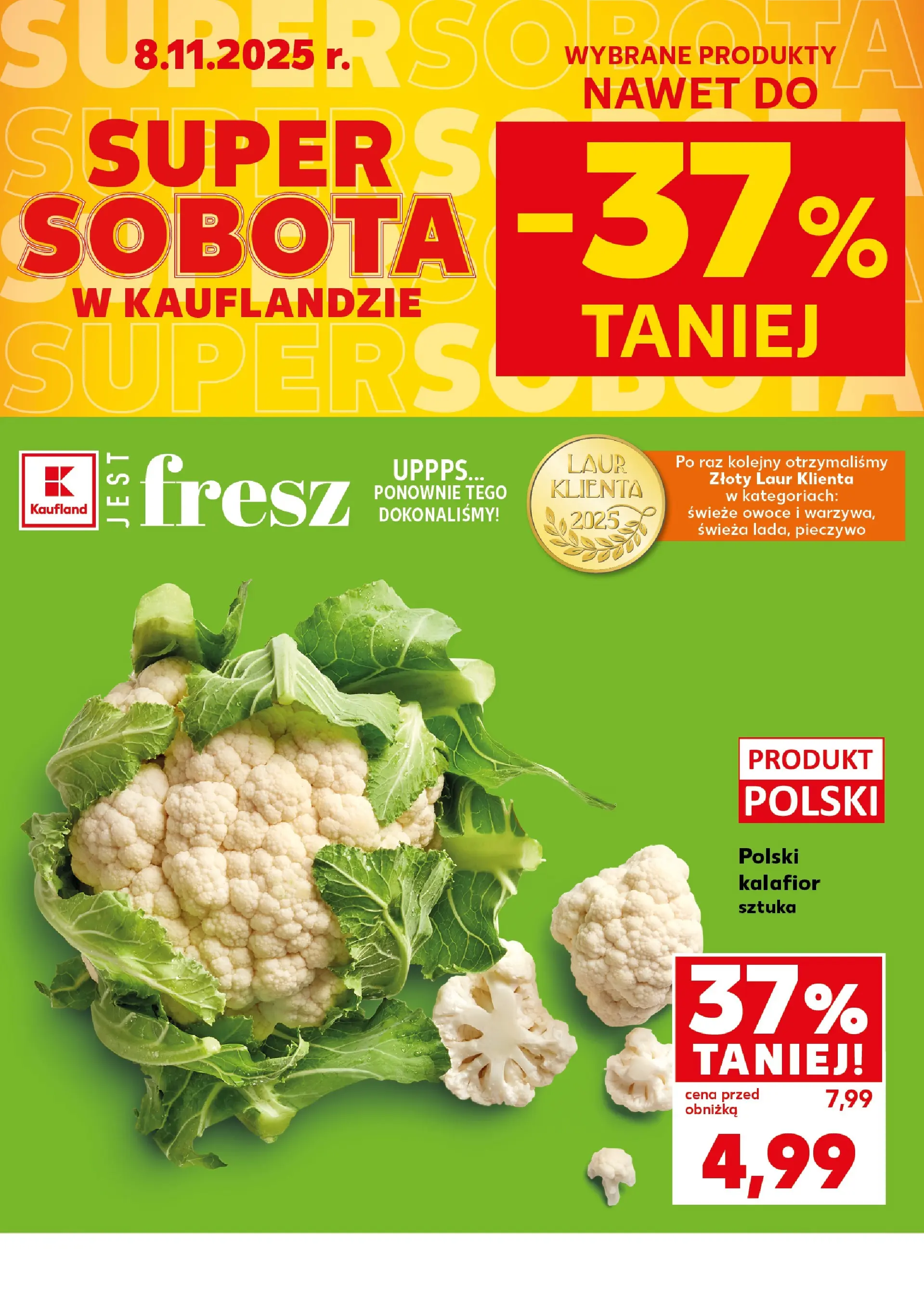 Kaufland gazetka - Super Sobota od 08.11.2025 - od jutra PDF | Strona: 2 | Produkty: Pieczywo, Kalafior, Owoce