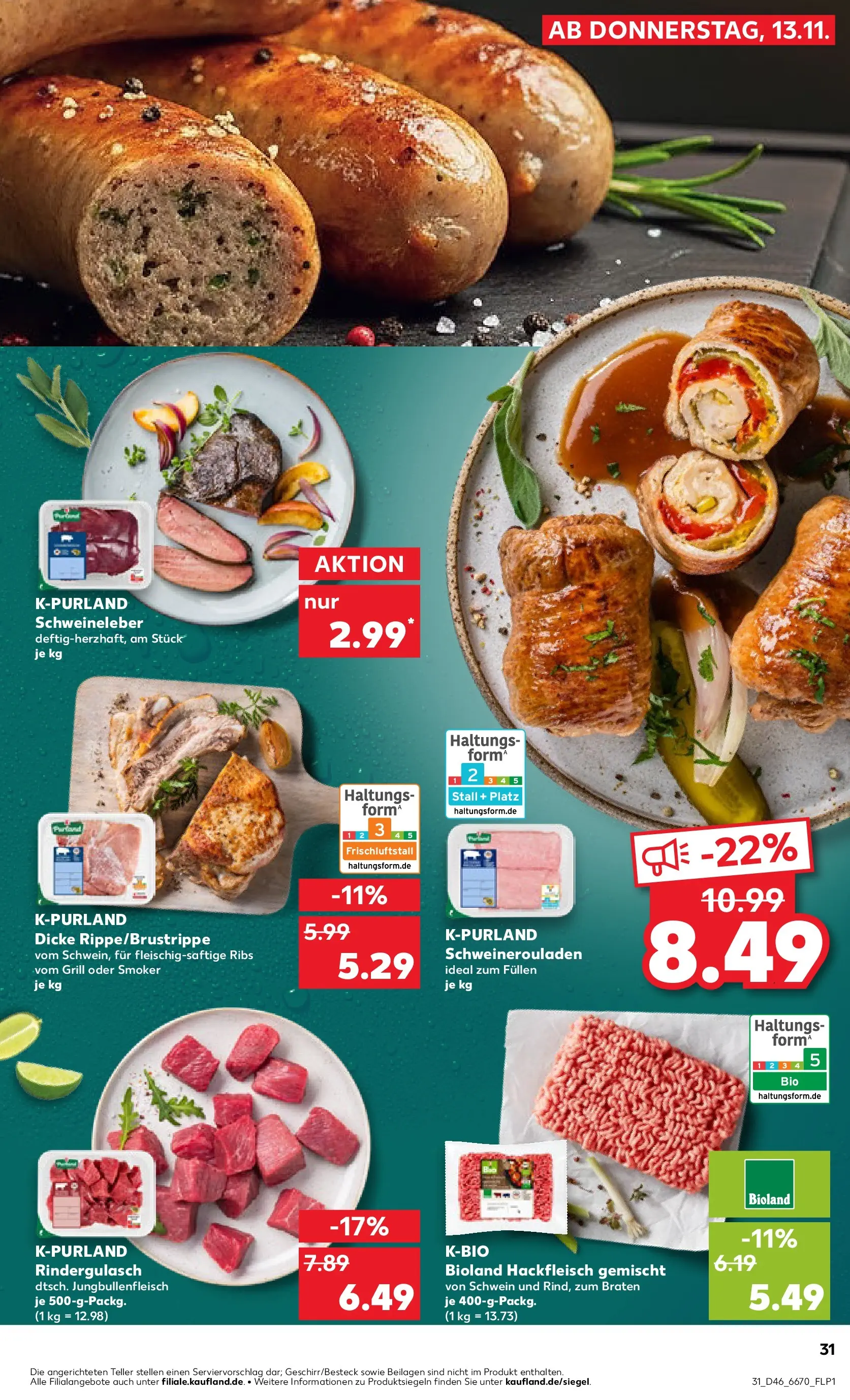 Prospekt Kaufland ab 13.11.2025 » Angebote Online zum Blättern | Seite: 31 | Produkte: Grill, Rindergulasch, Hackfleisch