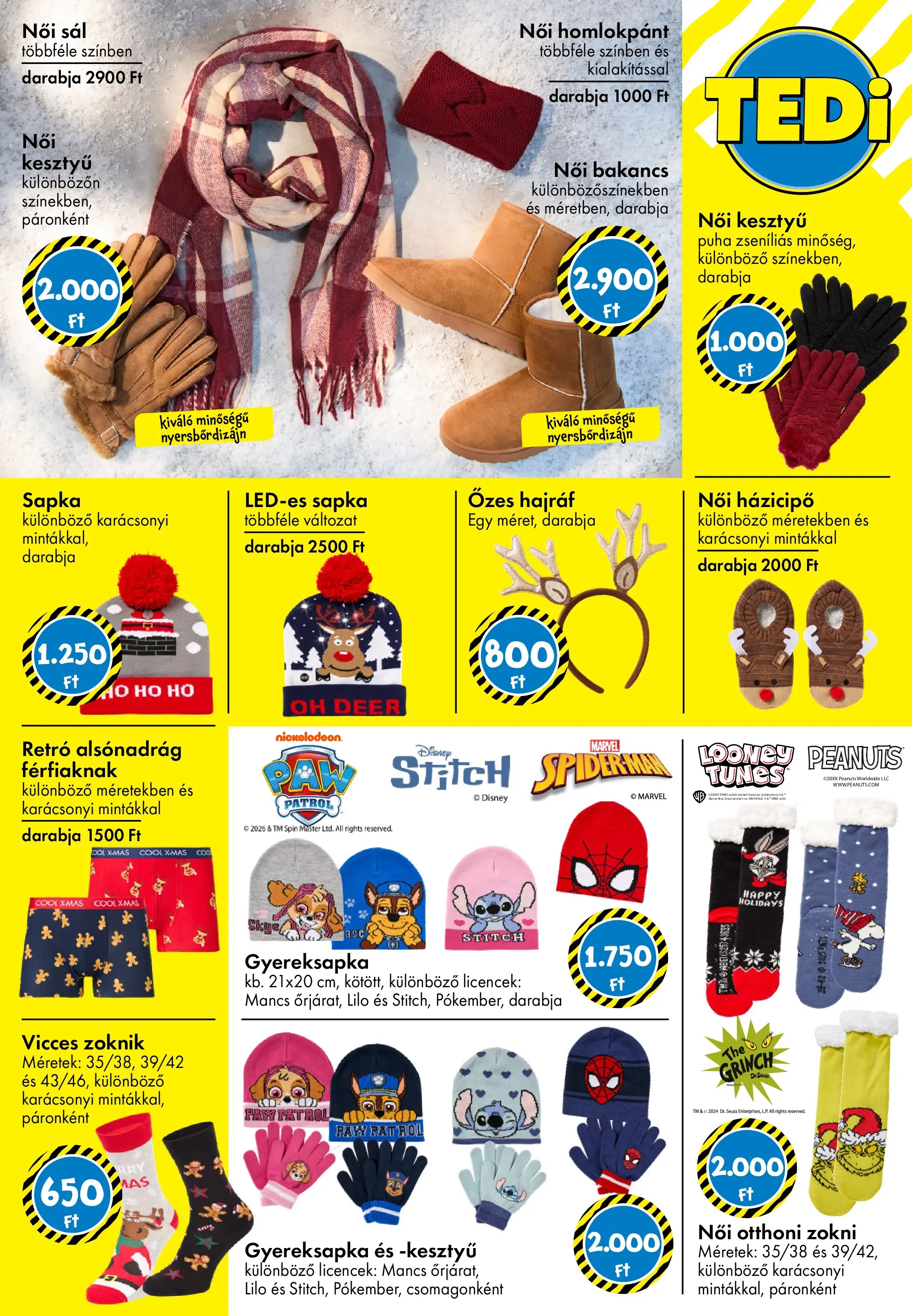 TEDi Akciós újság - 2025.11.07. -tól/töl > akció, lapozható szórólap 🛍️ | Oldal: 31 | Termékek: Sál, Kesztyű, Bakancs, Alsónadrág