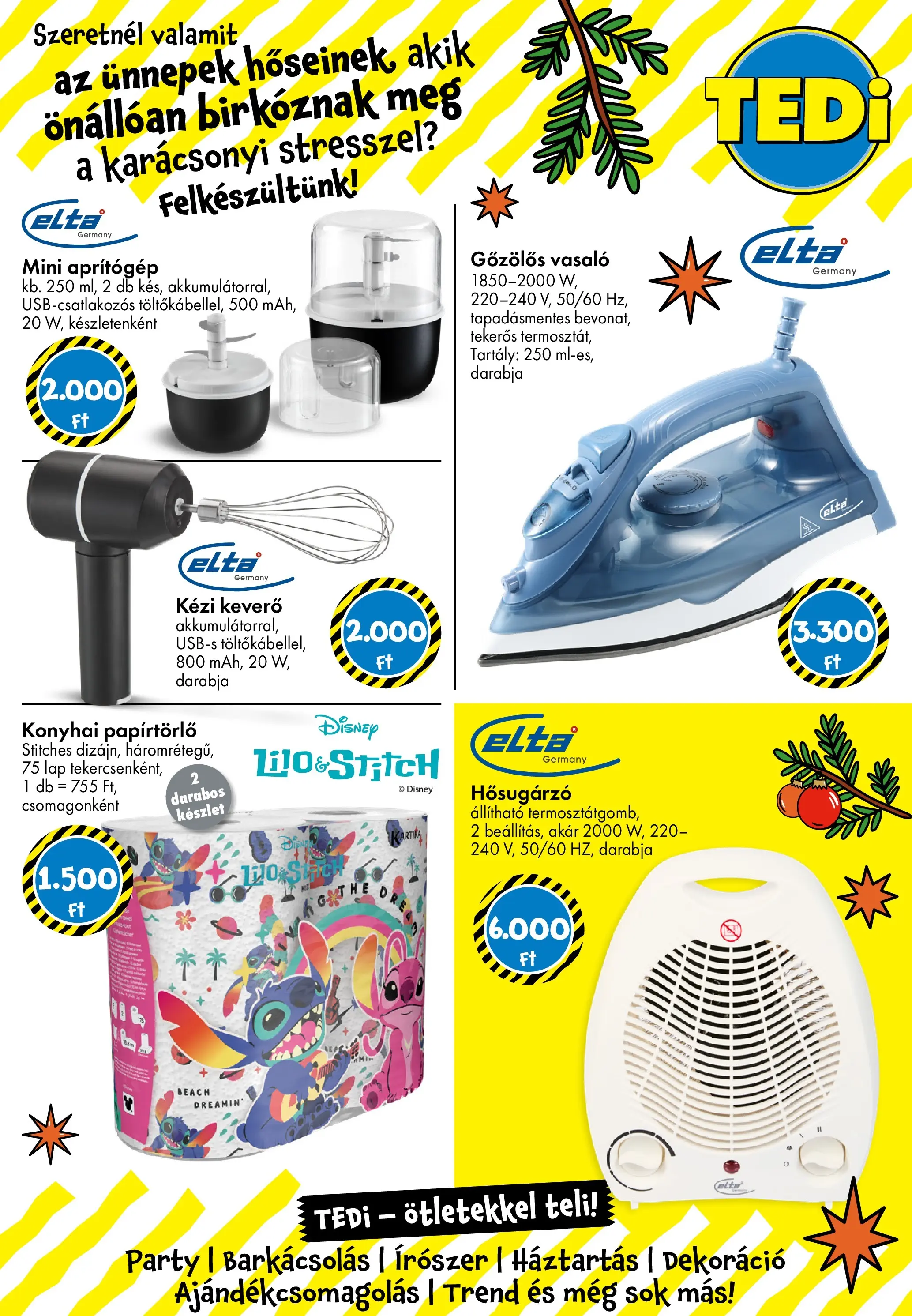 TEDi Akciós újság - 2025.11.07. -tól/töl > akció, lapozható szórólap 🛍️ | Oldal: 33 | Termékek: Papírtörlő, Keverő, Aprítógép, Hősugárzó