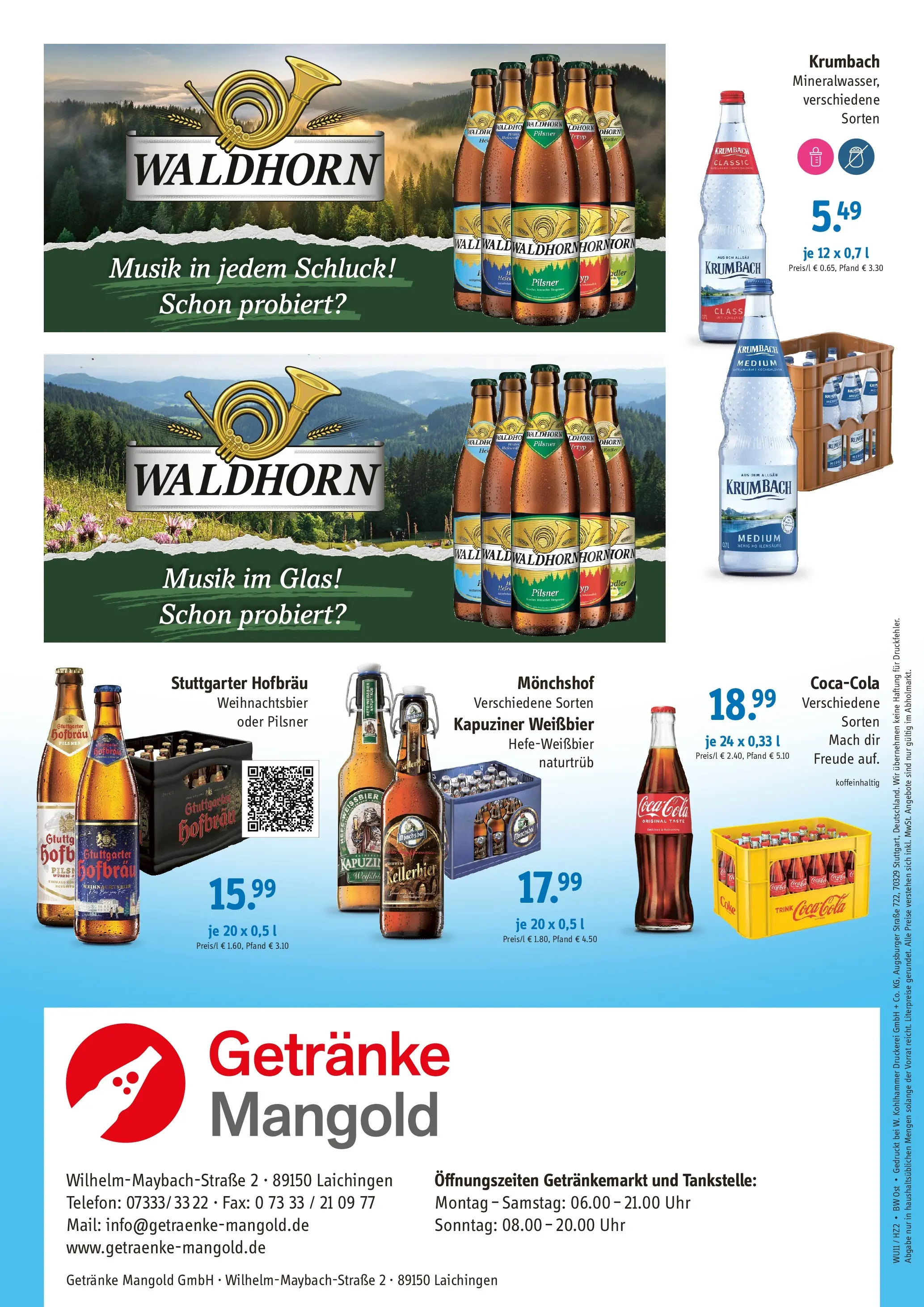 Entdecke - Getränke Mangold: Angebote (ab 09.11.2025) zum Blättern | Seite: 2 | Produkte: Coca cola, Cola, Weißbier, Uhr