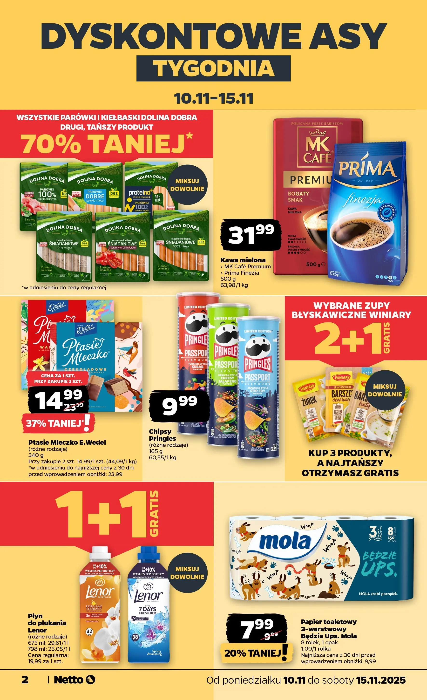 Netto gazetka - Spożywcza od 10.11.2025 - Aktualne promocje | Strona: 2 | Produkty: Papier toaletowy, Zupa, Kawa, Pringles
