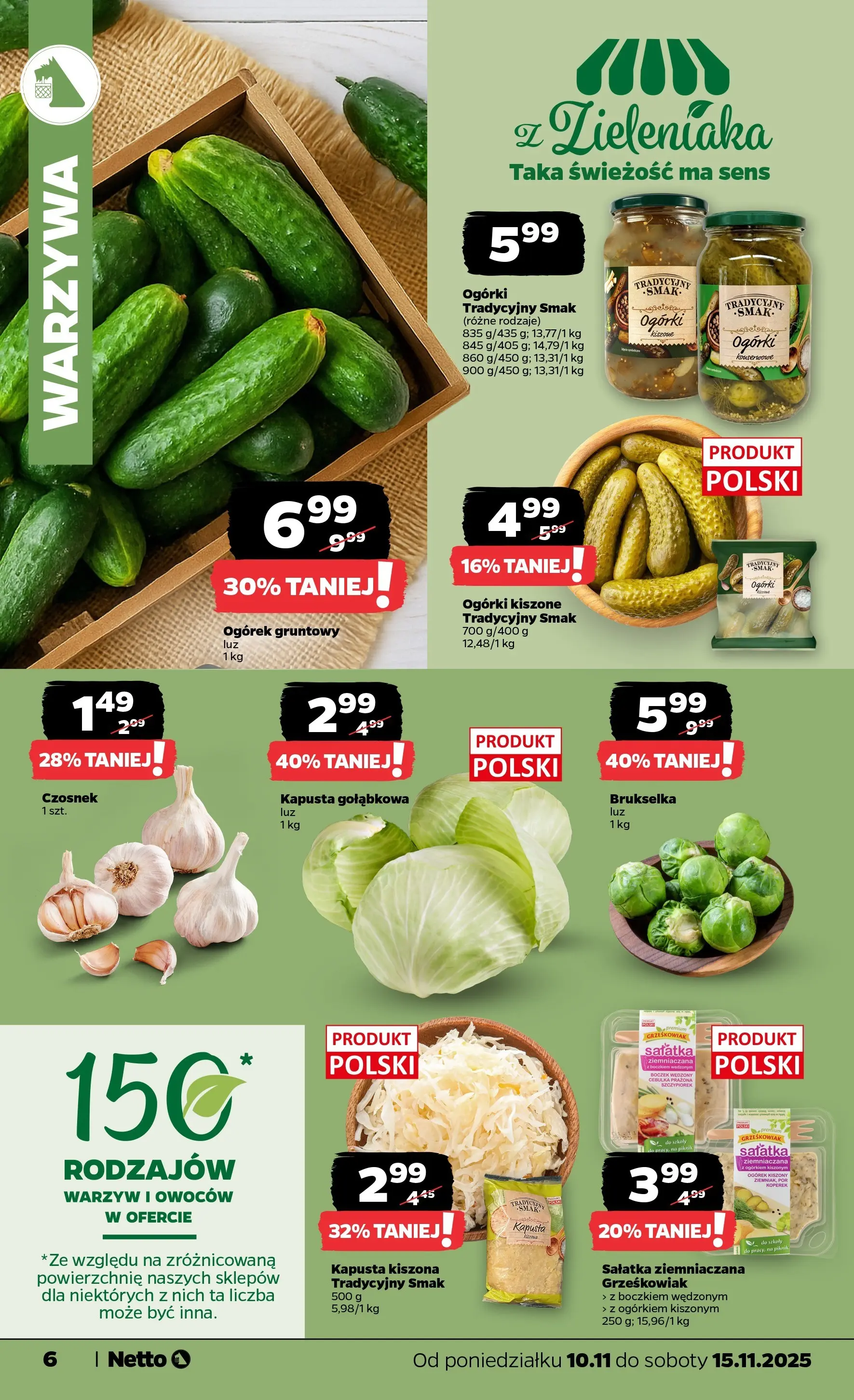 Netto gazetka - Spożywcza od 10.11.2025 - Aktualne promocje | Strona: 6 | Produkty: Czosnek, Boczek, Cebulka prażona, Warzywa