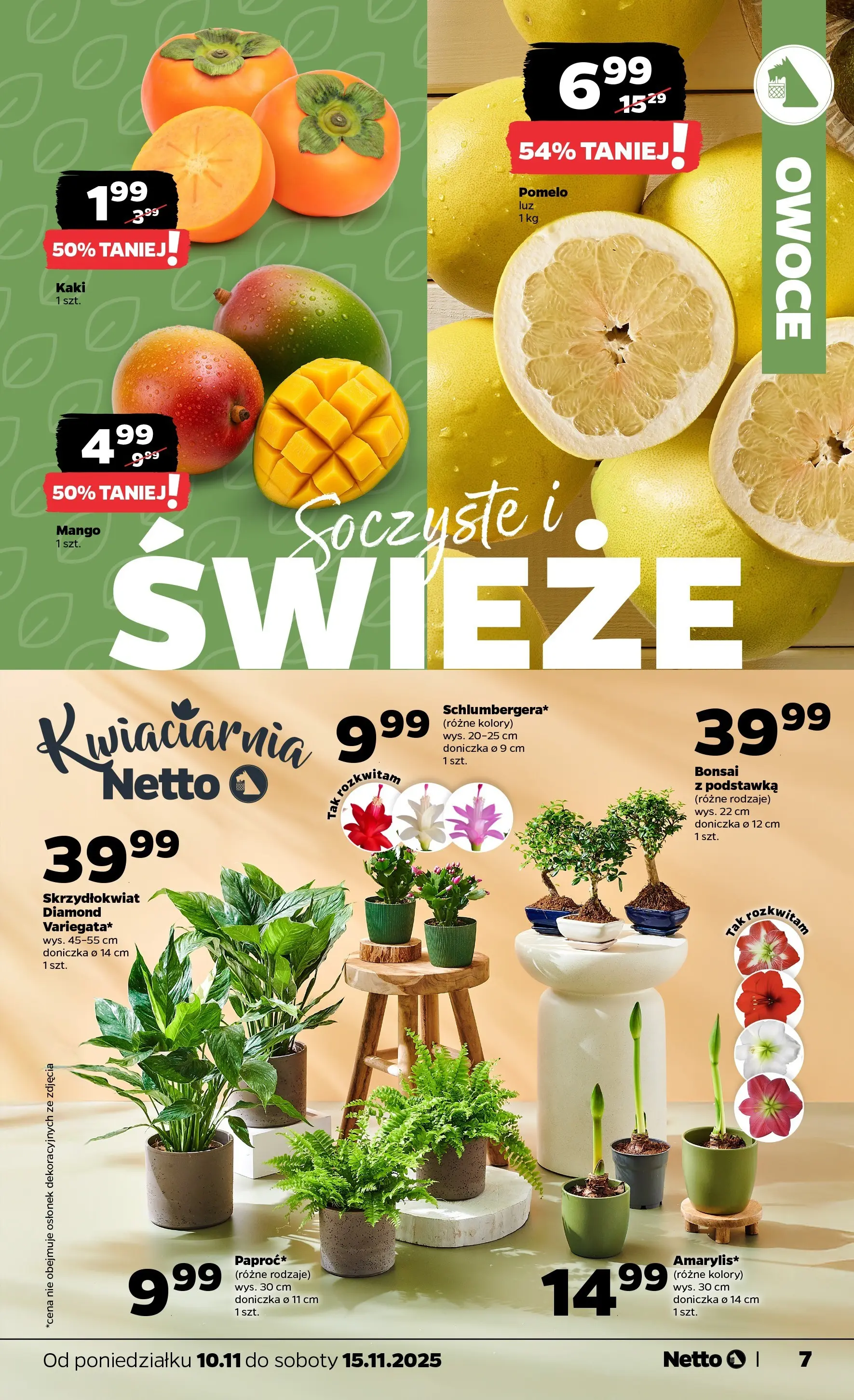 Netto gazetka - Spożywcza od 10.11.2025 - Aktualne promocje | Strona: 7 | Produkty: Kaki, Pomelo, Doniczka, Owoce