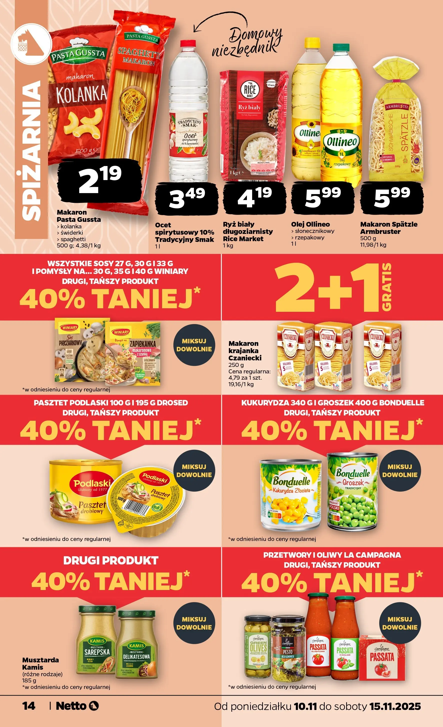 Netto gazetka - Spożywcza od 10.11.2025 - Aktualne promocje | Strona: 14 | Produkty: Groszek, Ocet, Kukurydza, Ryż
