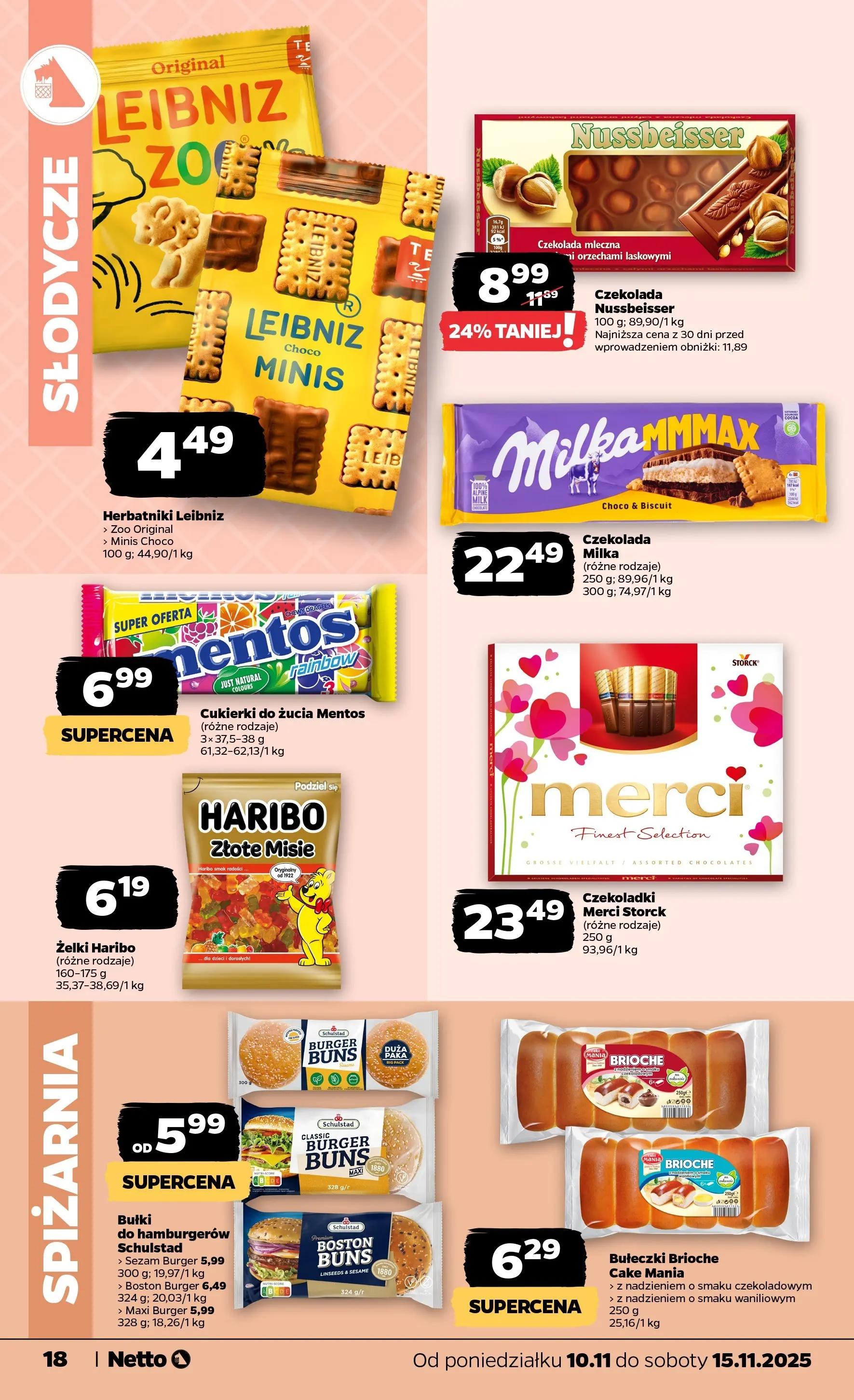 Netto gazetka - Spożywcza od 10.11.2025 - Aktualne promocje | Strona: 18 | Produkty: Czekoladki, Herbatniki, Żelki, Cukierki