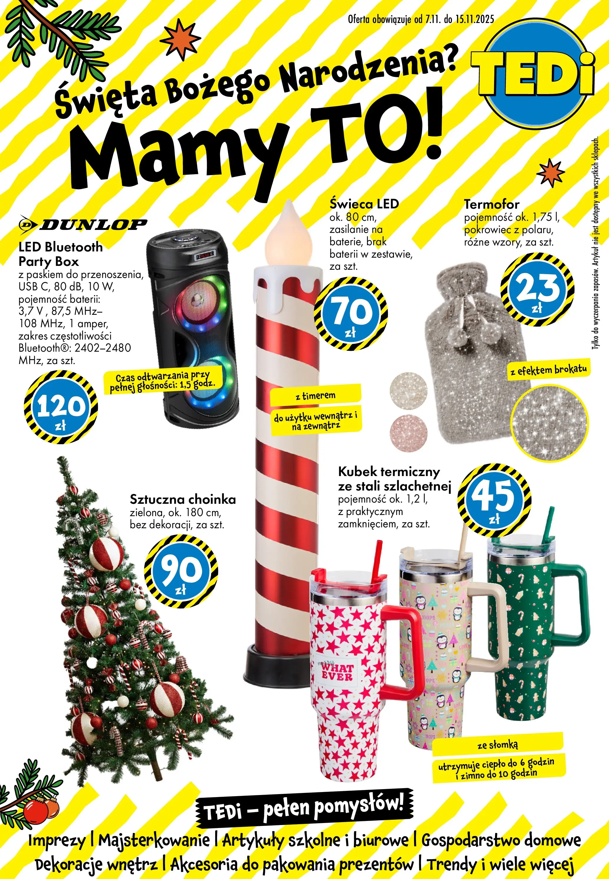 TEDi Gazetka od (07.11.2025 - 15.11.2025) | Strona: 1 | Produkty: Choinka, USB, Artykuły szkolne