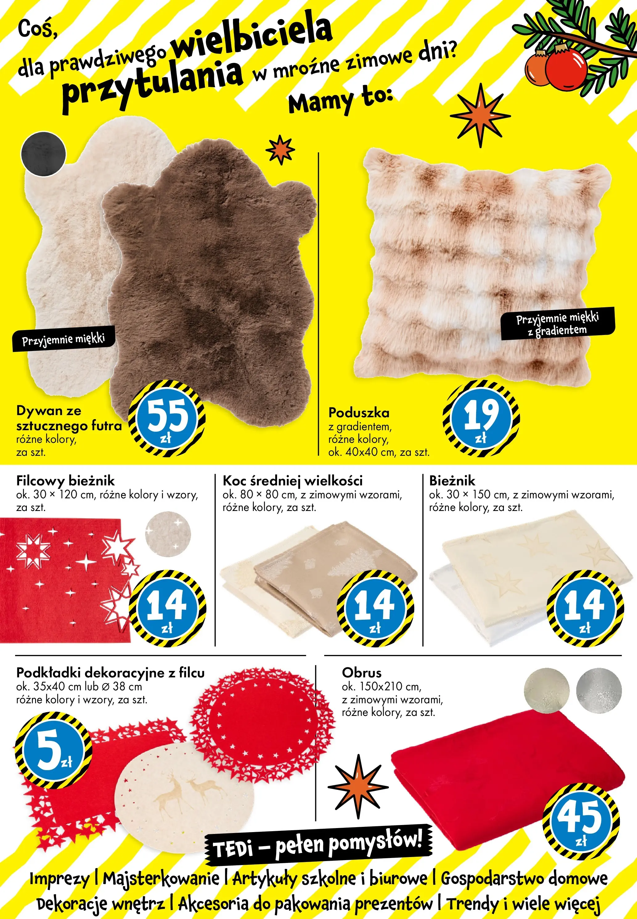 TEDi Gazetka od (07.11.2025 - 15.11.2025) | Strona: 25 | Produkty: Poduszka, Koc, Dywan, Artykuły szkolne