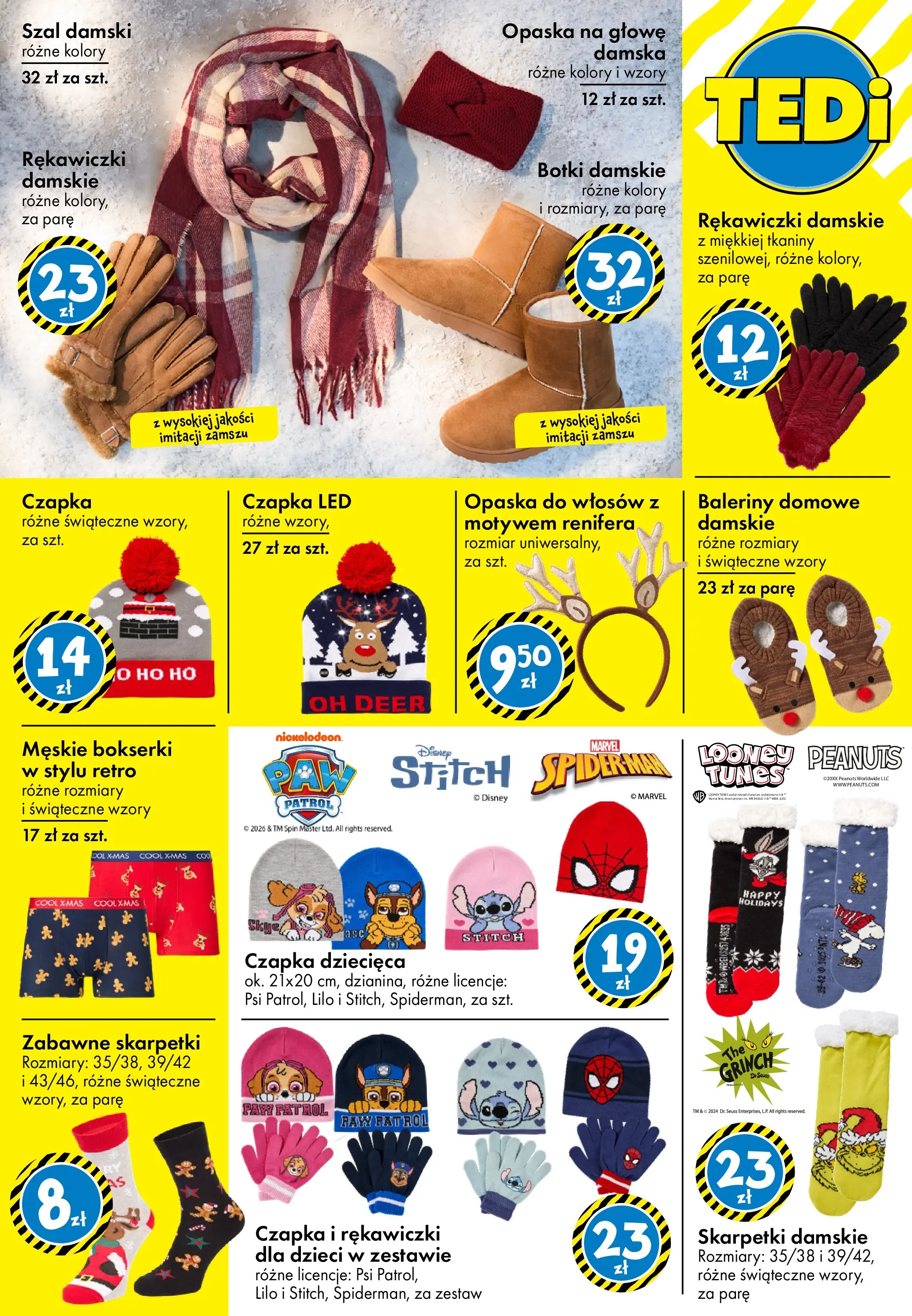 TEDi Gazetka od (07.11.2025 - 15.11.2025) | Strona: 31 | Produkty: Opaska do włosów, Szal, Rękawiczki, Skarpetki